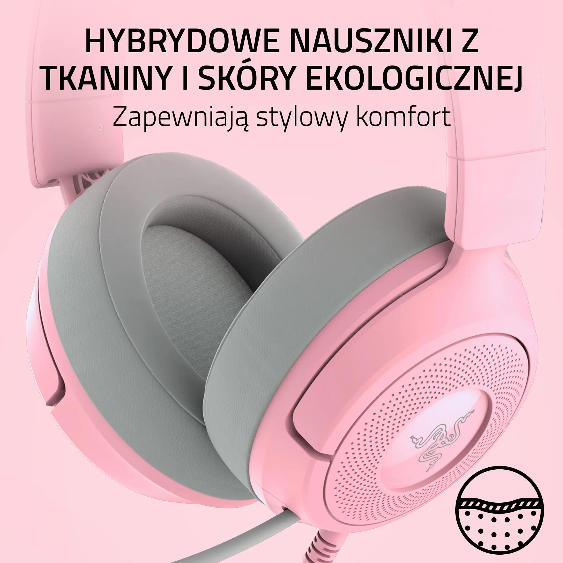 Razer Kraken Kitty V3 X - przewodowy zestaw słuchawkowy Kitty do gier - kultowe uszy Kitty - lekki, waży tylko 270g - mikrofon HyperClear Cardioid - przetworniki TriForce 40mm | Quartz