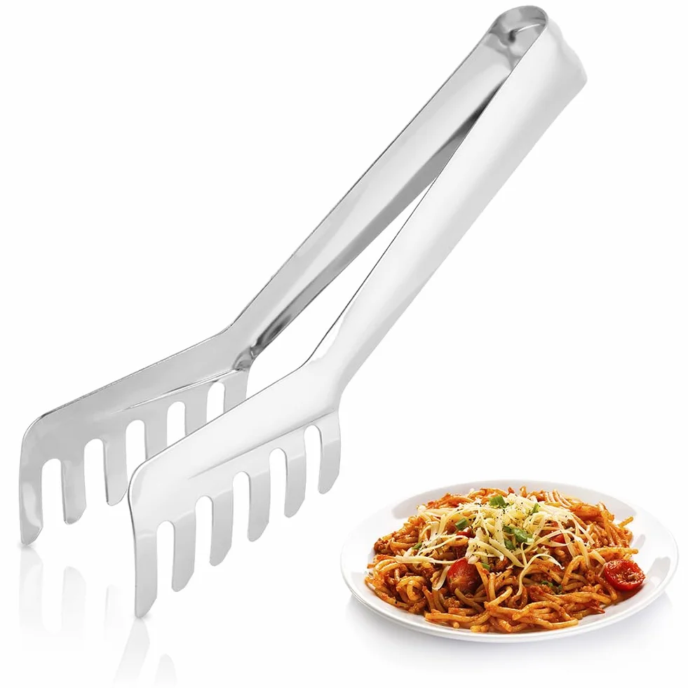 Nikou Szczypce do makaronu, szczypce do spaghetti, stal nierdzewna, szczypce do makaronu w kształcie grzebienia, szczypce do chleba, szczypce do chwytania spaghetti, Tong, sztućce, makaron, klips do