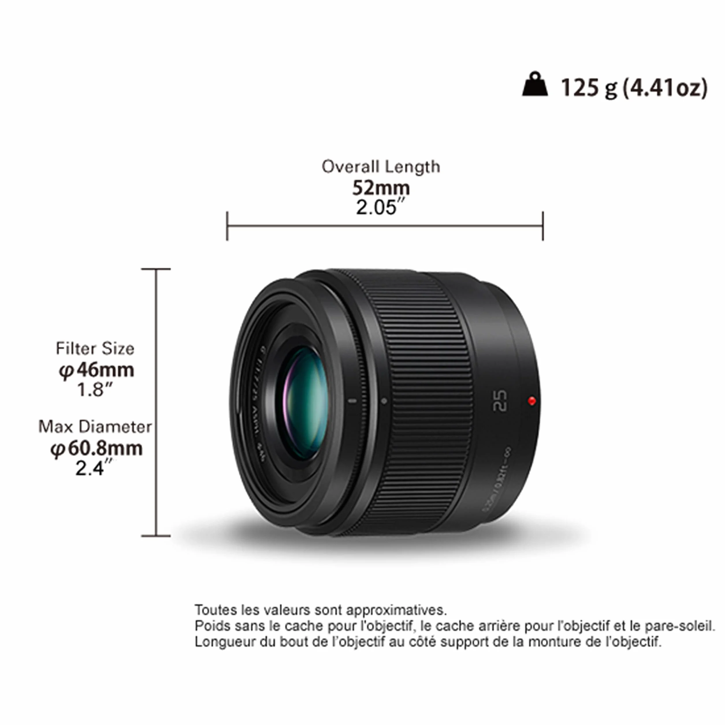 Panasonic H-H025 LUMIX G stałoogniskowy obiektyw standardowy (ogniskowa 25/50mm (odpowiednik dla kliszy 35 mm), F1.7, filtr φ46mm/1.8", micro 4/3), czarny