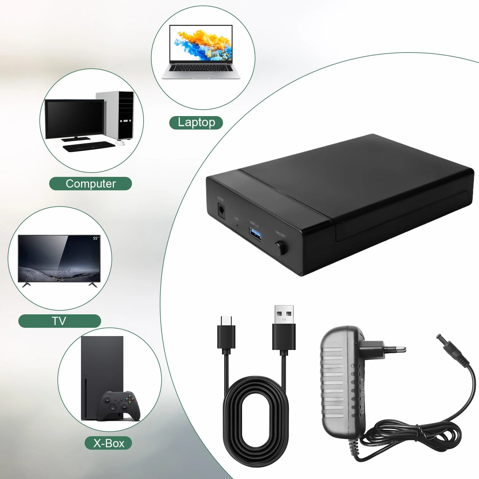 Stacja dokująca do dysków twardych: HDD USB3.0, 2,5 i 3,5-calowe dyski twarde SATA, USB Typu-A do USB Typu-A, klonowanie