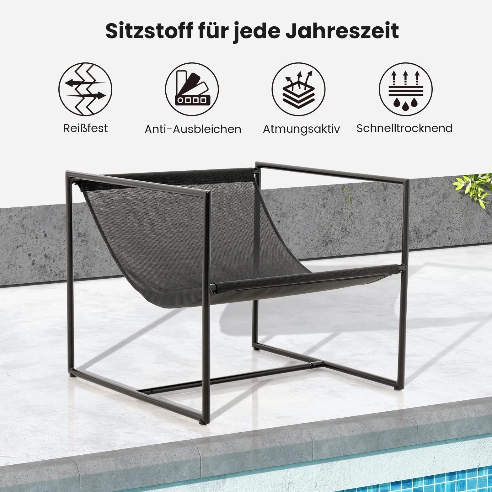 COSTWAY Sling Accent Chairs zestaw 2 foteli wypoczynkowych z poduszką na siedzisko i oparcie, fotel z metalową ramą i oddychającym materiałem do siedzenia, do salonu, na balkon