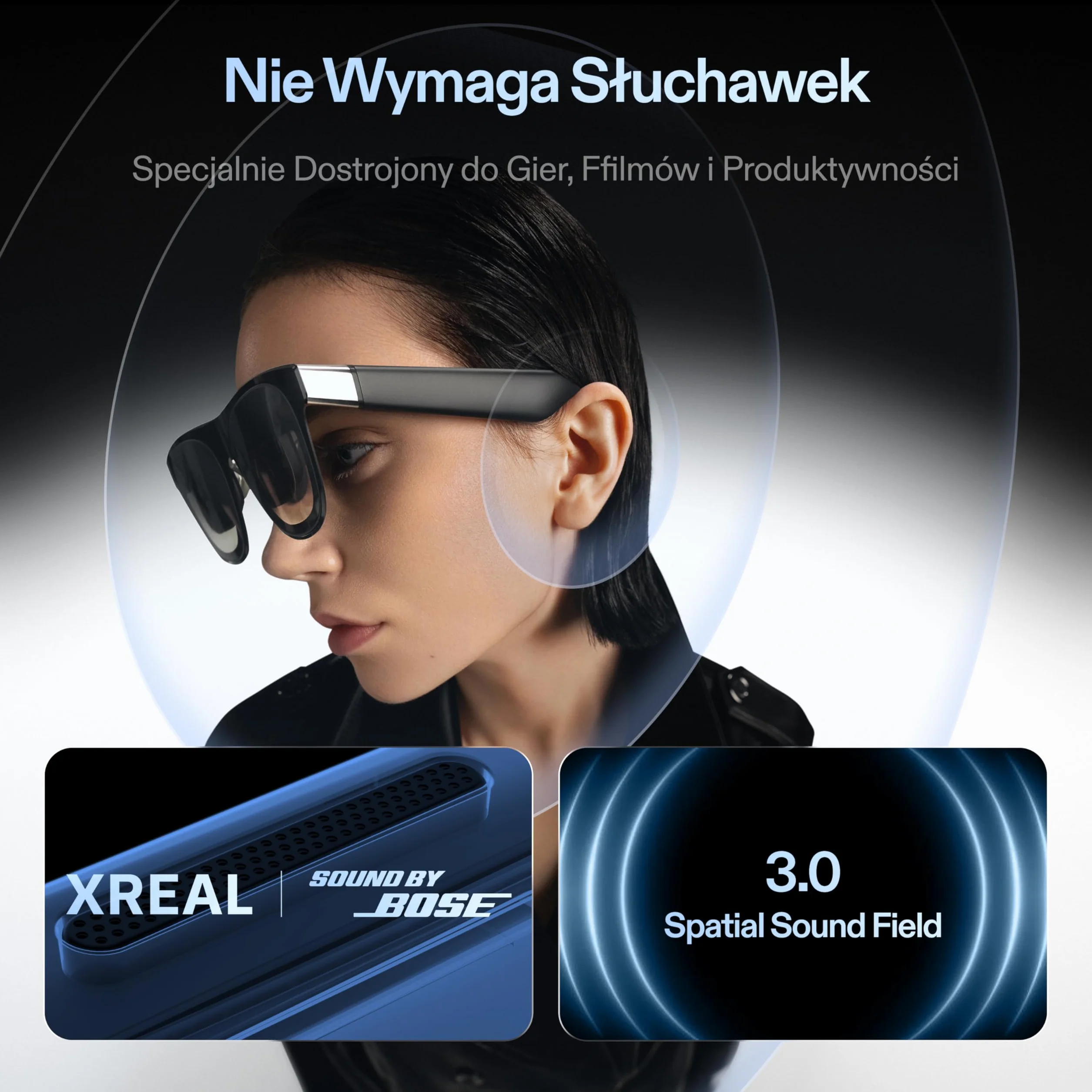 XREAL One Pro AR Okulary z Chipem X1,REAL 3D, Natywny 3DoF Okularów XR, Optyka X-Prism, 57°FOV, Wyświetlacz HD171" 120Hz, Sound Bose, iPhone 17/16/15,SteamDeck ROG MacPC Android iOS, L(IPD66–75mm)