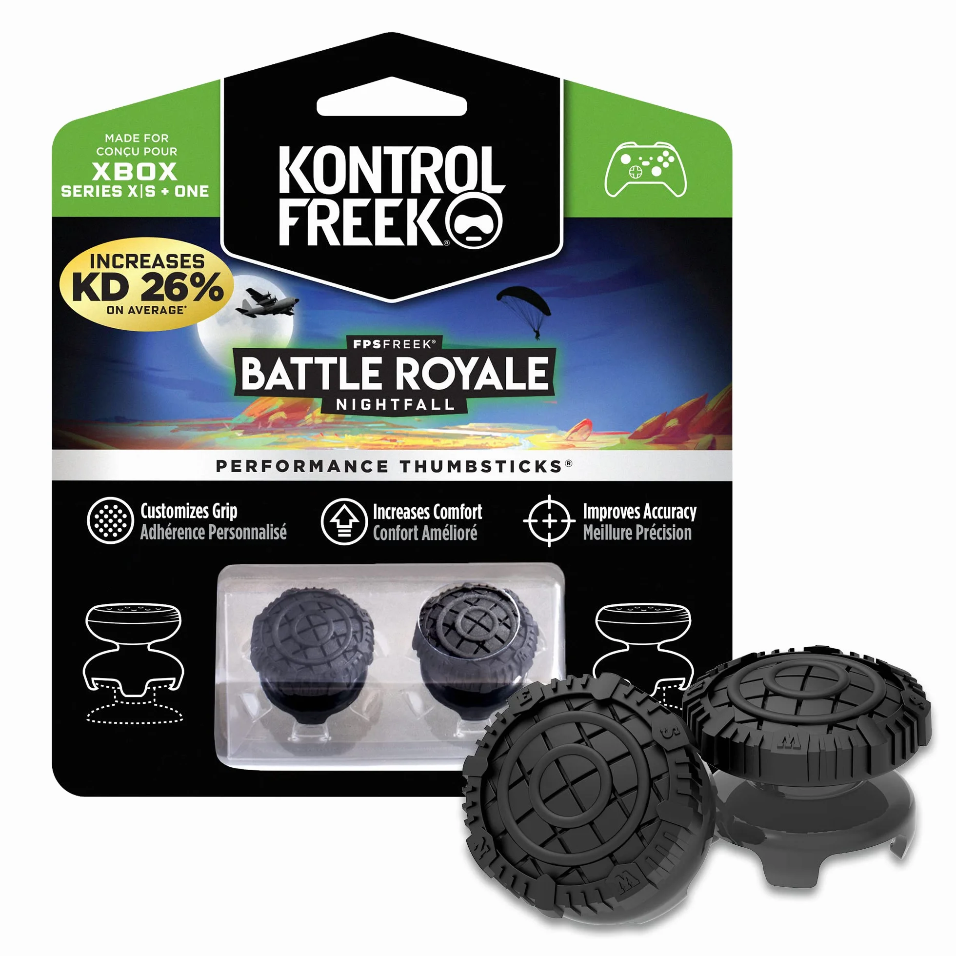 KontrolFreek FPS Freek Battle Royale Nightfall Performance Thumbsticks do kontrolerów Xbox One i Xbox Series X | Performance Thumbsticks | 2 drążki wypukłe wysokie | Czarne