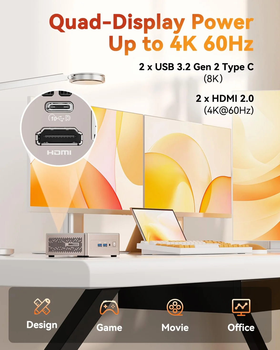 GEEKOM Mini PC A5 Z AMD Ryzen 5 7430U, 16 GB DDR4 RAM (Rozszerzalna), 512 GB SSD, Windows 11 Pro, Ultra Cichy Komputer, Dual HDMI, Wyjście 8K, Czytnik Kart SD, Do Biznesu I Biura