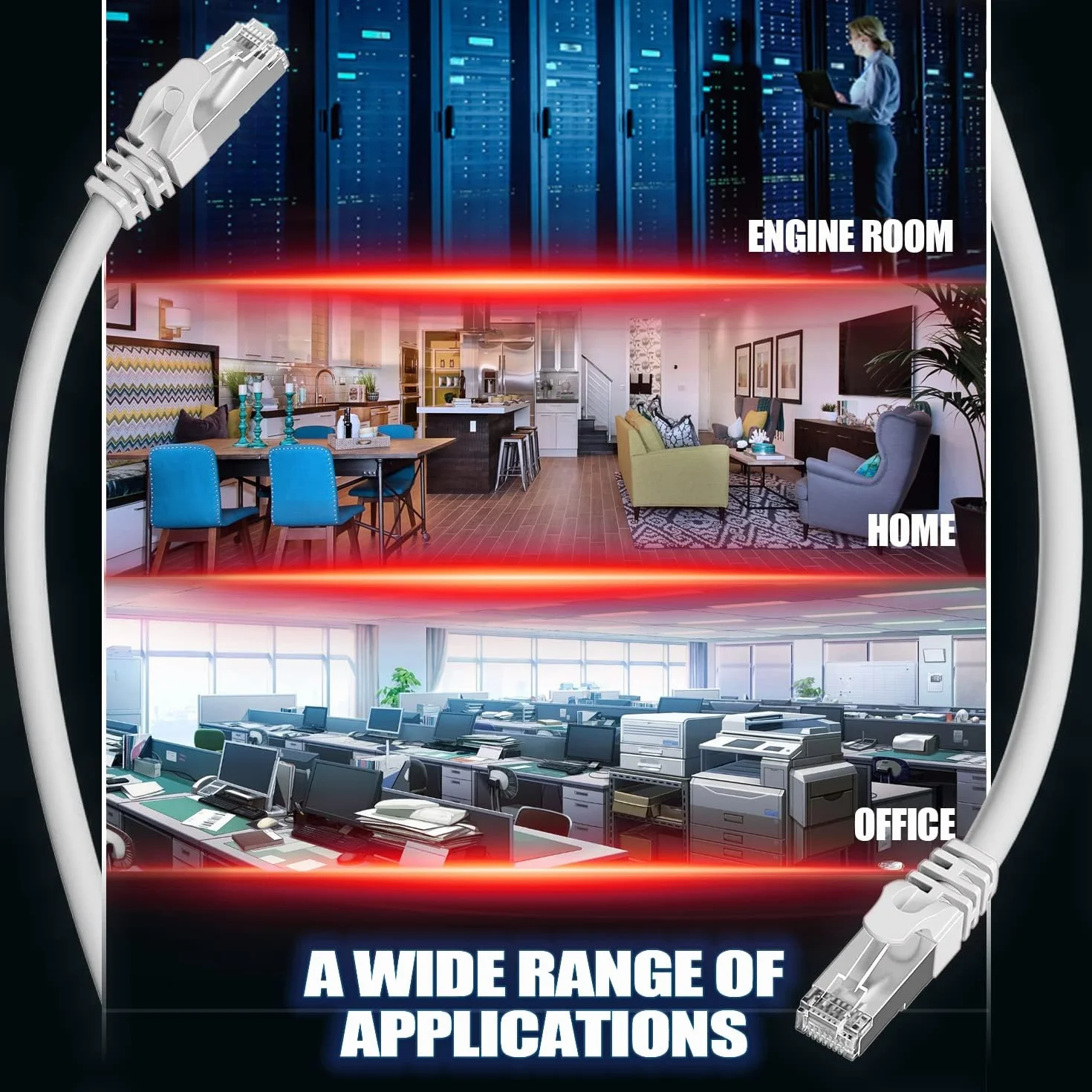 Ethernet Kabel 12m Cat7, Lan Cable Sieciowy Biały Internetowy Szybki 600MHz 10Gbps 24AWG Wifi S/FTP Ekranowany Patch RJ45 Zewnętrzny Wlan