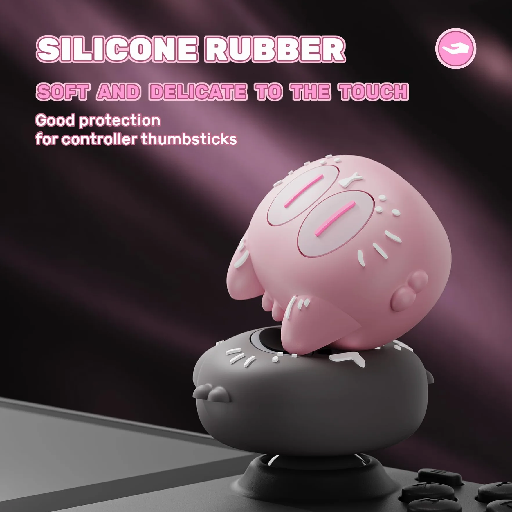 PlayVital Nakładka Joystick do Steam Deck Thumb Grips, LED Osłony Analogowe do Steam Deck OLED & LCD Akcesorium Ochronne Joysticka – Kotek Księżycowy