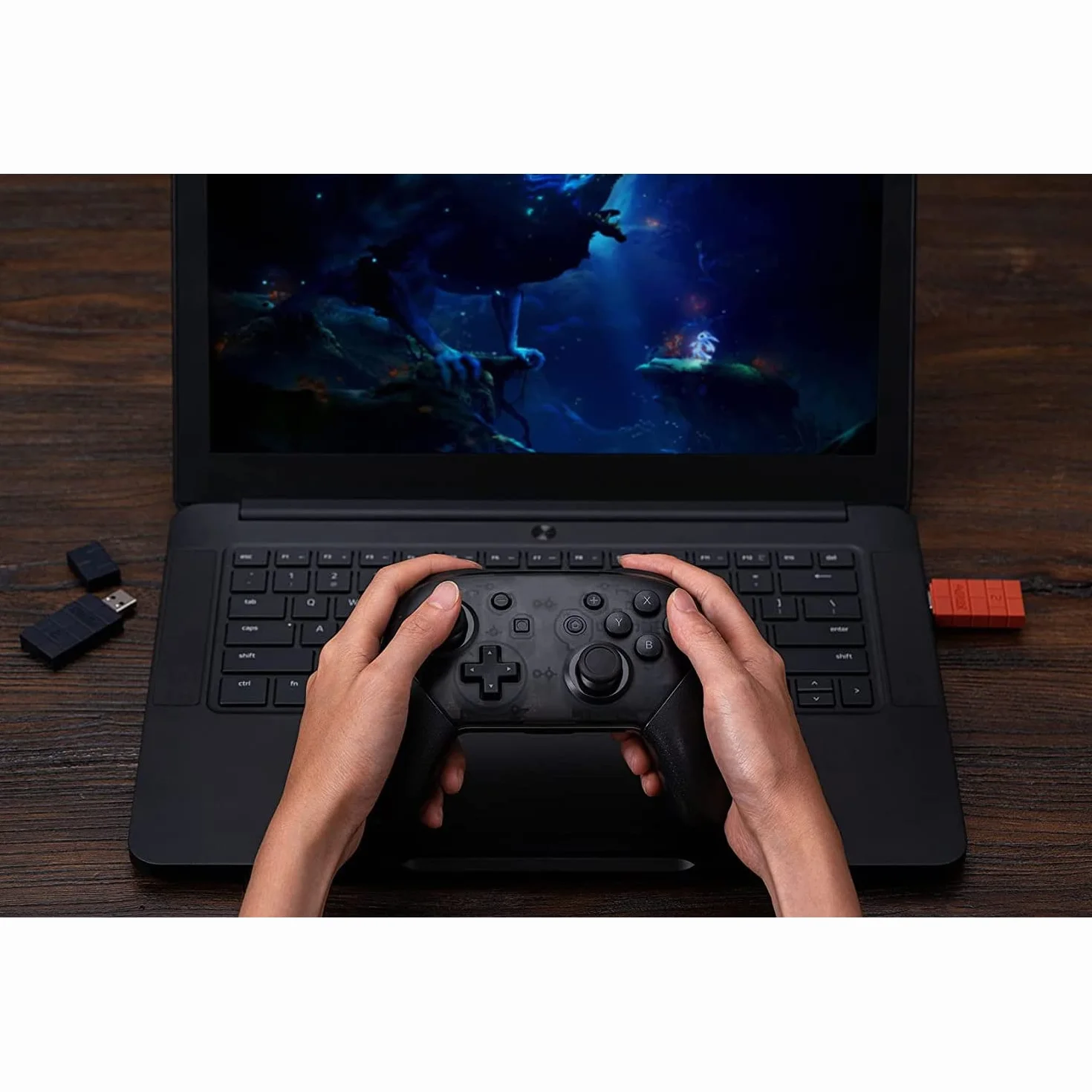 Mcbazel 8Bitdo USB bezprzewodowy adapter 2 z adapterem OTG, akcesoria do Switch OLED/Switch, Windows, Mac i Raspberry Pi, kompatybilny z Xbox Series X&S/Xbox One/Switch Pro/PS5, brązowy