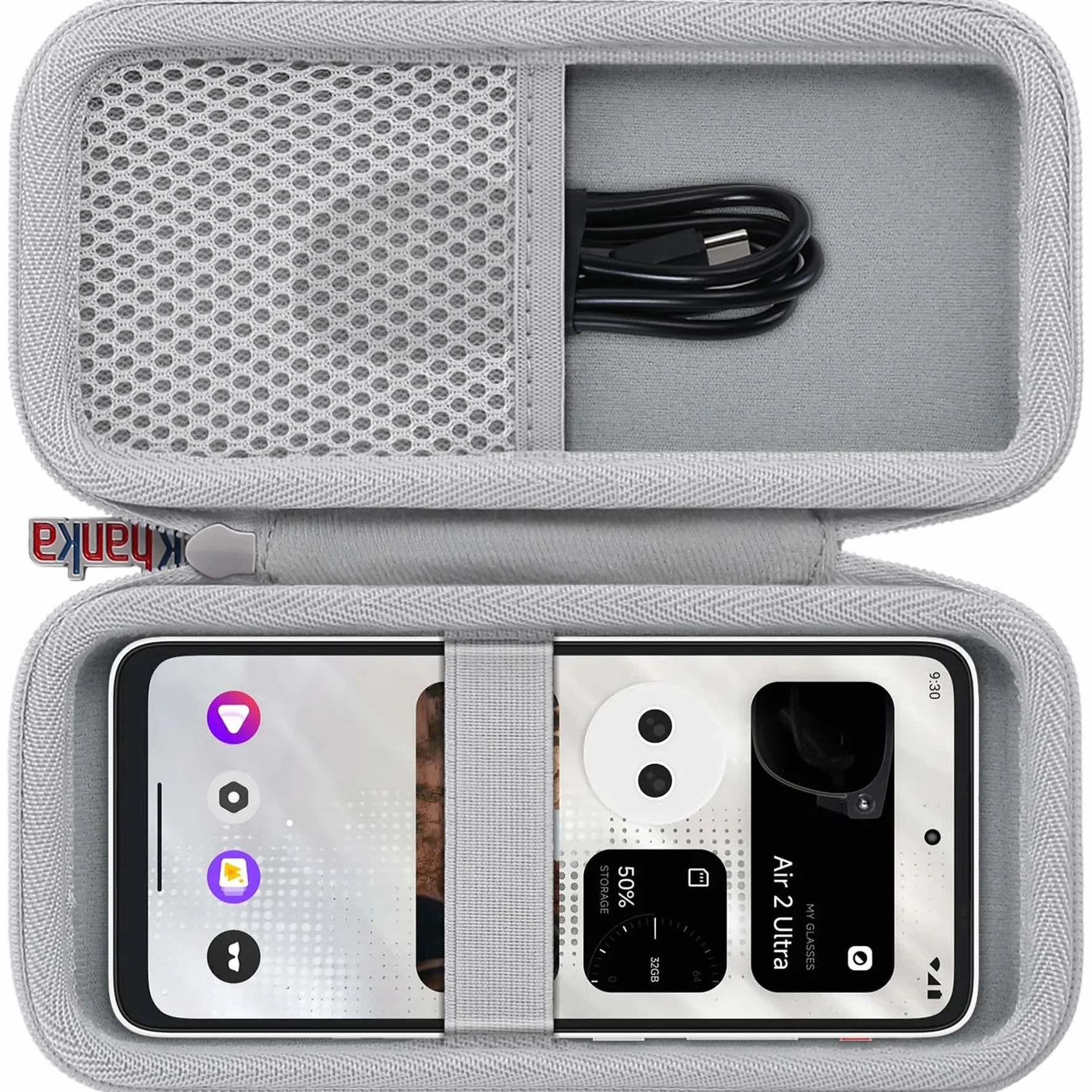 Khanka Twarde etui do XREAL Beam Pro, pokrowiec ochronny do przechowywania kompatybilny z XREAL Beam Pro ze smyczą (tylko etui) szary