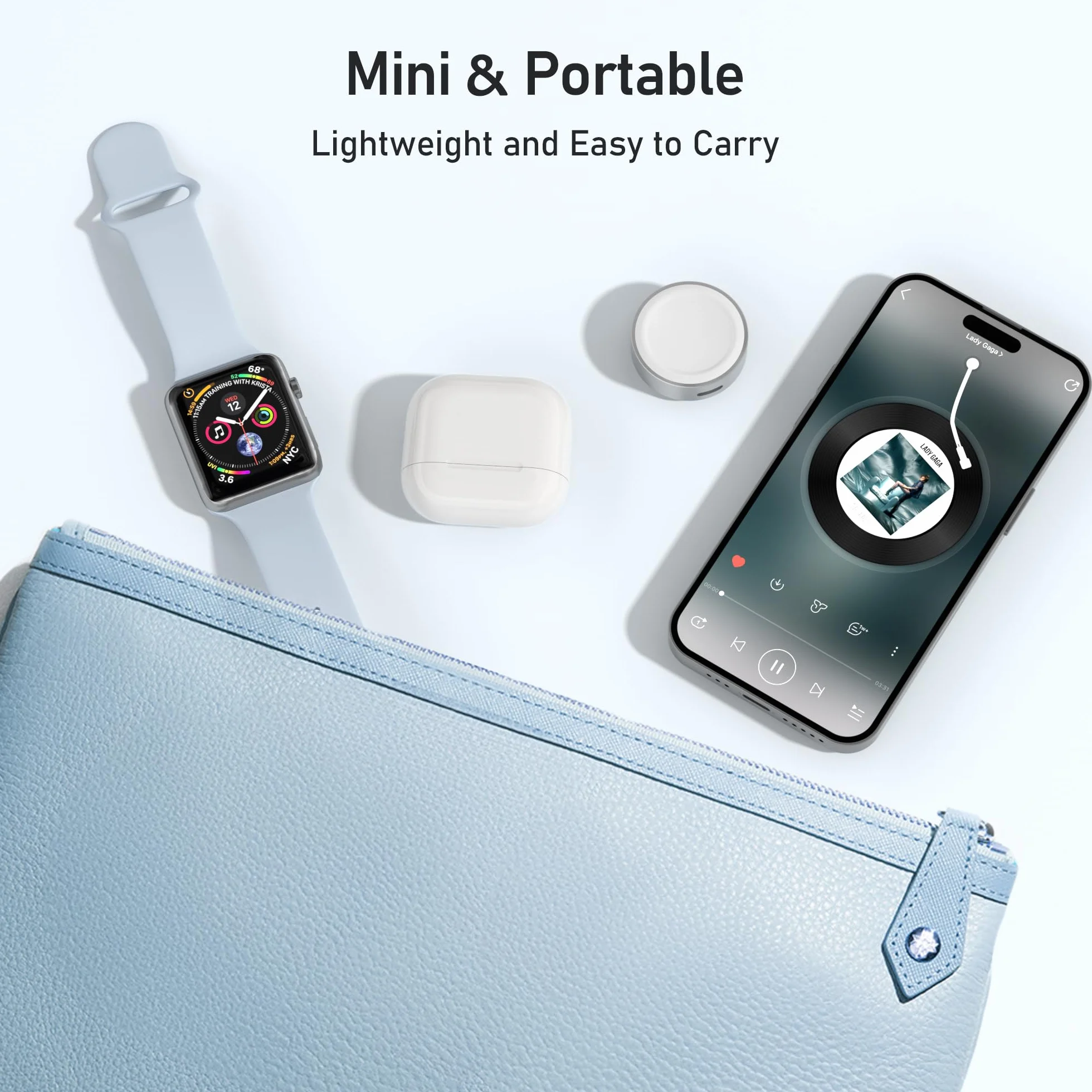 Elebase Magnetyczna Ładowarka do Apple Watch,Przenośna Bezprzewodowa Ładowarka do iWatch z USB-C & Portem Zasilania iPhone'a,Kompatybilna z iWatch Seria 11/10/9/8/7/6, Ultra 2 3, SE 2 3, 42/46/44 mm