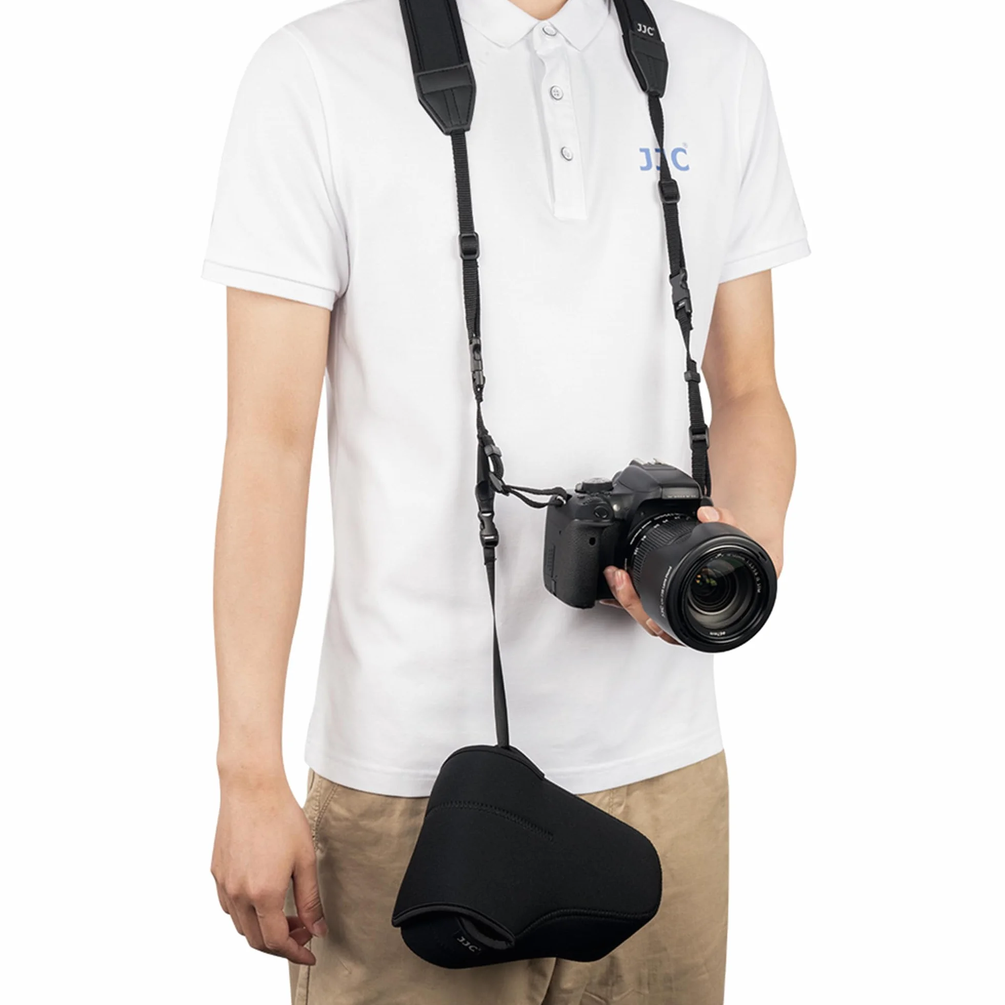 JJC Ultralekka torba na aparat DSLR do Canon EOS 77D 80D 760D 750D 700D 60D Sony A1 A7S III Nikon D7500 7200 D7100 D5600 D5500 D5300 z obiektywem do 5,8 x 4,4 x 7,4 (czarne)