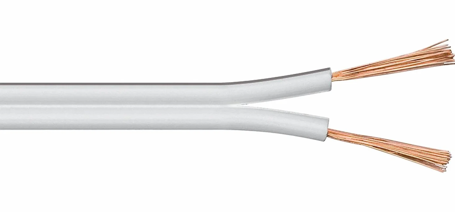 Goobay 15109 kabel głośnikowy 2 x 0,5 mm², przewód miedziany, kabel audio, towar sprzedawany na metry, kabel miedziany biały/kabel do subwoofera 10 m