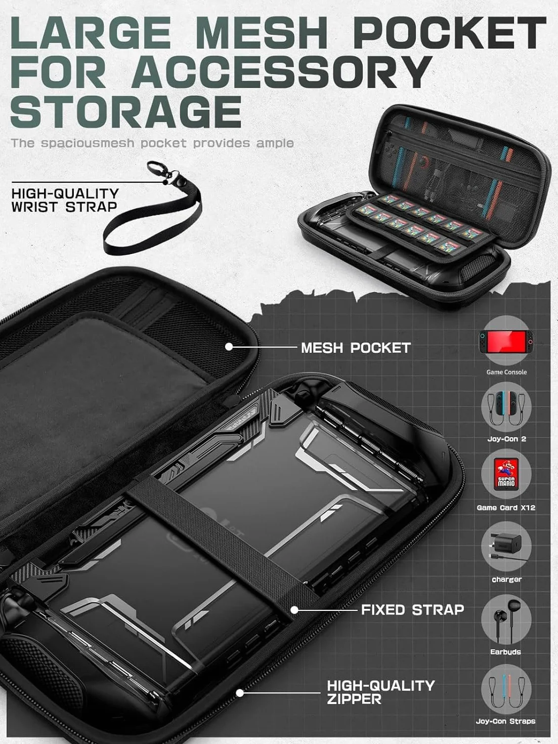 Mumba Carrying Case for Nintendo Switch 2 2025, Plus Version Portable Protective Travel Handbag Pouch Large Capacity Black