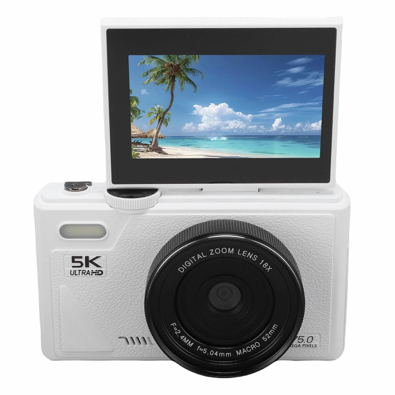 Kamera Cyfrowa 5K do Fotografii, 75MP Wi -Fi Autofocus Vlogging Cameras do YouTube z Ekranem Flip 3 -Cal, 18x Cyfrowy Zoom i Anti Shake, Aparat Wideo Obsługuje kartę 128G