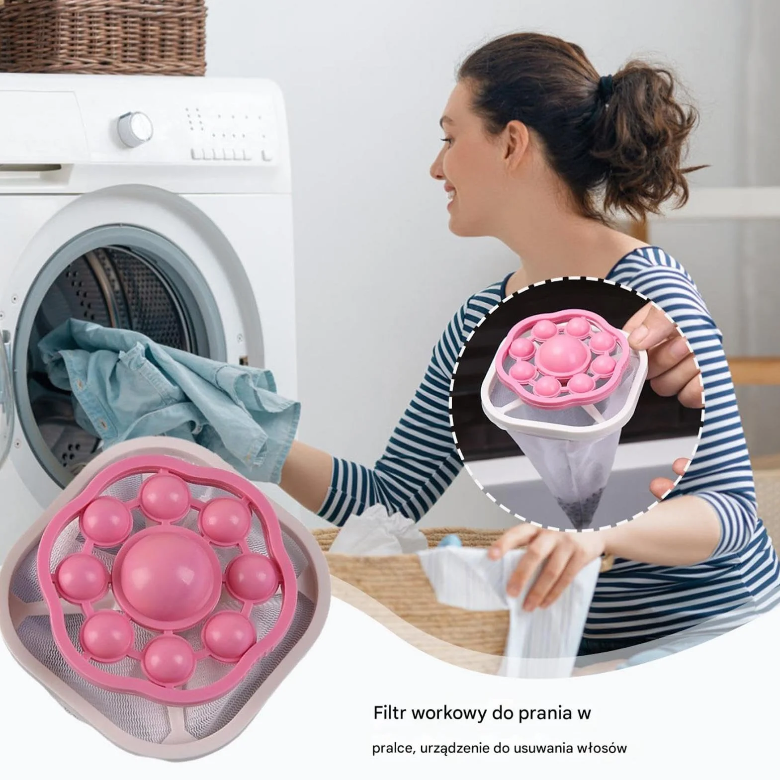 Washing Machine Lint Catcher, Hair Remover Filter Bag, Reduces Lint Build Up, Reusable Laundry Mesh Trap Catches Pet Hairs Ideal for Home Laundry Use, 6.69x3.74 in