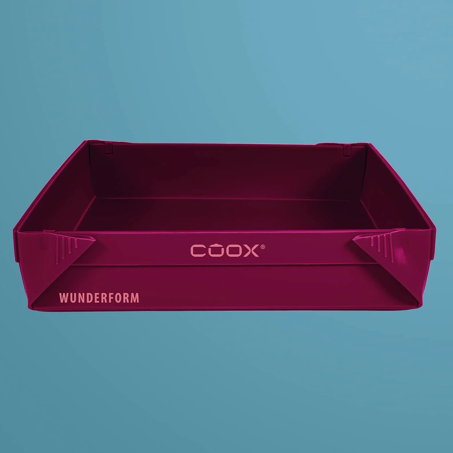 coox Wunderform Basic MQ w kolorze ciemnoczerwonym, pierwsza składana forma do pieczenia, zajmująca niewiele miejsca, silikonowa forma do pieczenia i zapiekanek, nie zawiera BPA