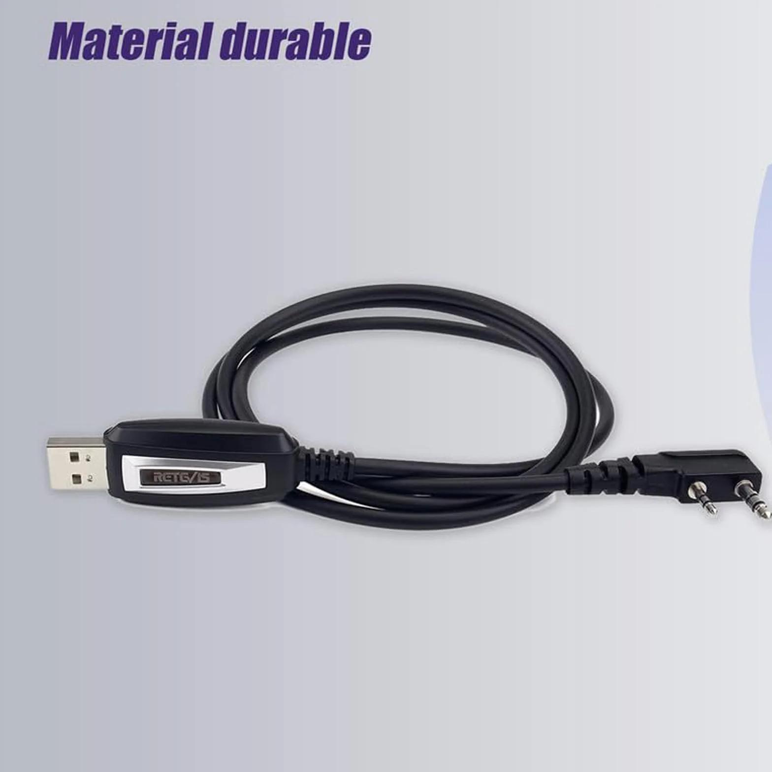 Retevis Kabel do programowania USB, wbudowany chip, 2-pinowy kompatybilny z Walkie Talkie RT24 RT27 RT622 RT668 RT5R RA79 H777 Tid Radio Baofeng UV-5R GT-18 Quansheng UVK5 (1 szt.)