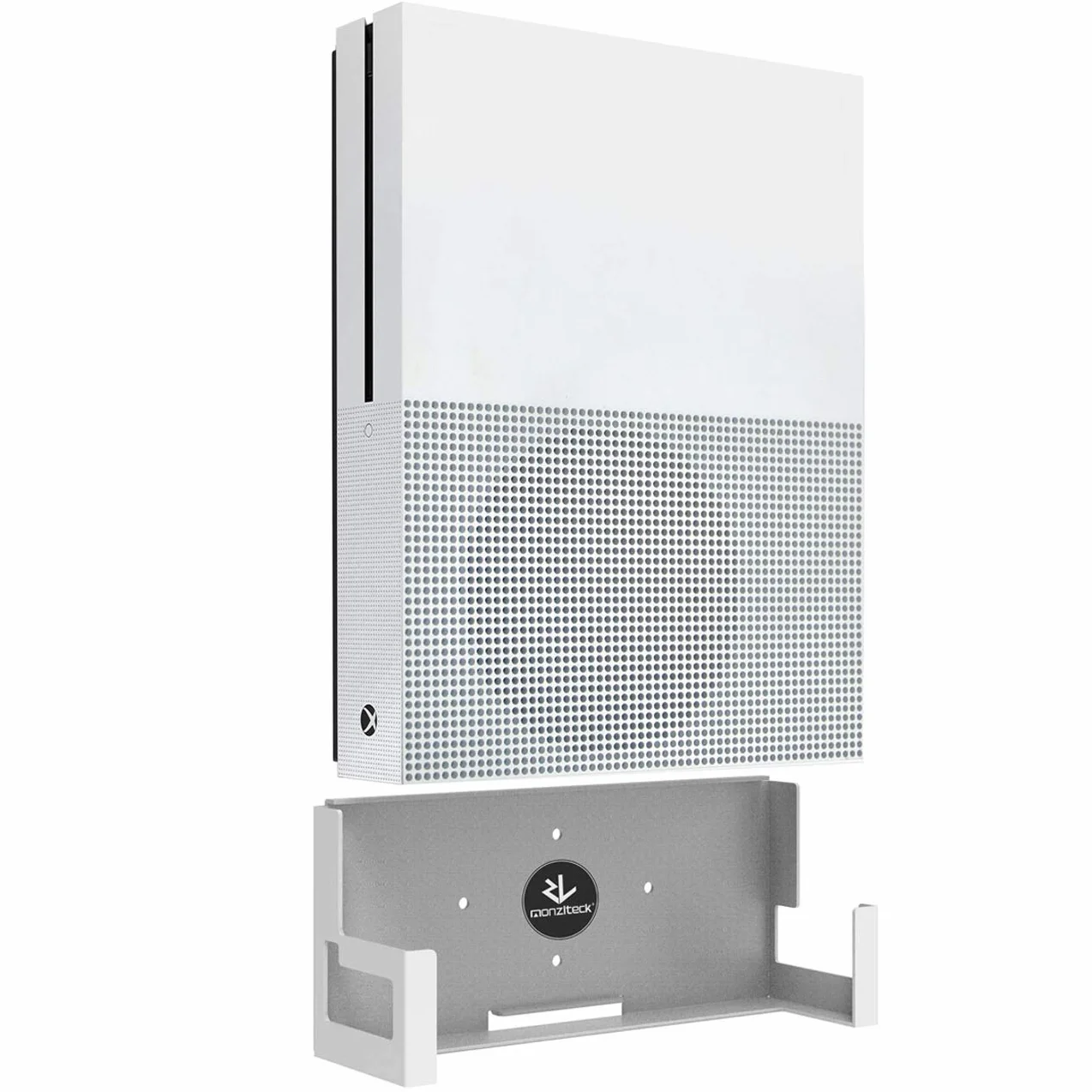 Monzlteck Uchwyt ścienny do Xbox One S, metalowy pionowy wiszący lewy/prawy