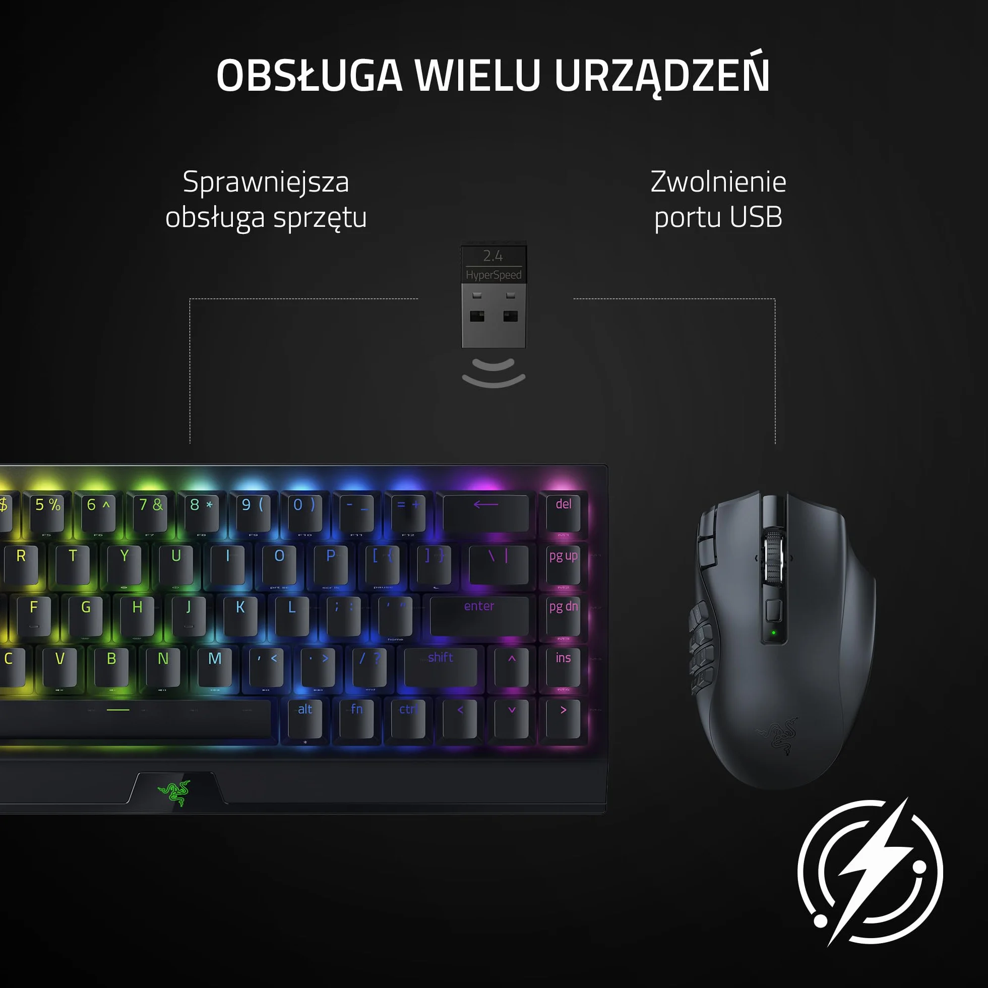 Razer Naga V2 HyperSpeed - ergonomiczna, bezprzewodowa mysz do gier MMO (z 19 programowalnymi przyciskami, bezprzewodowa technologia HyperSpeed 2,4 GHz, do 250 godzin, czujnik optyczny 30K) Czarna