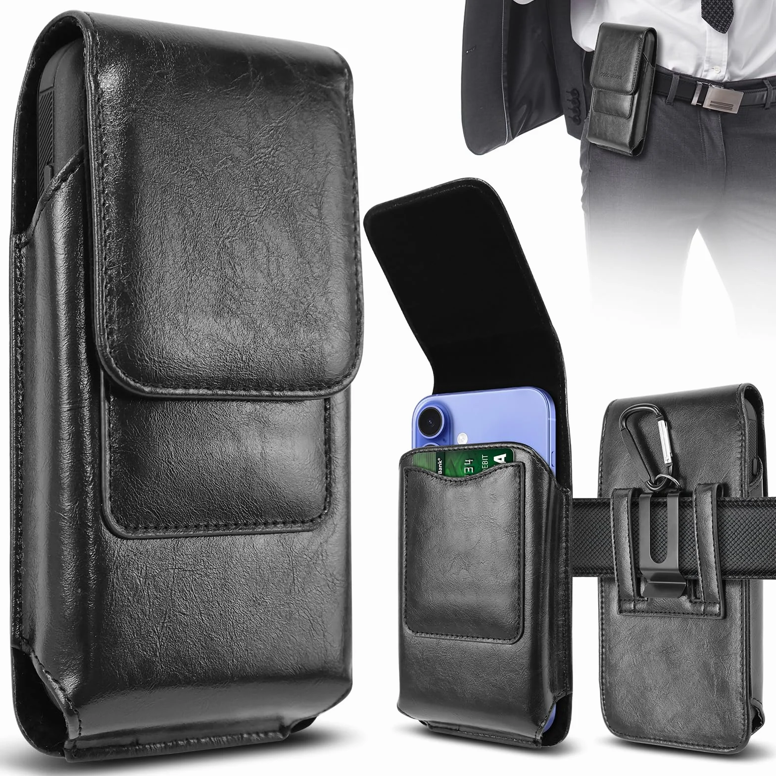 skórzana torba na telefon na pasek męska torba na pas telefonu torebka na pas dla iPhone 16 Pro Max 15 Pro Max 14 13 12 11 X & Samsung Galaxy S24 Ultra S23 S22 A15 A35 – torba na telefon męska