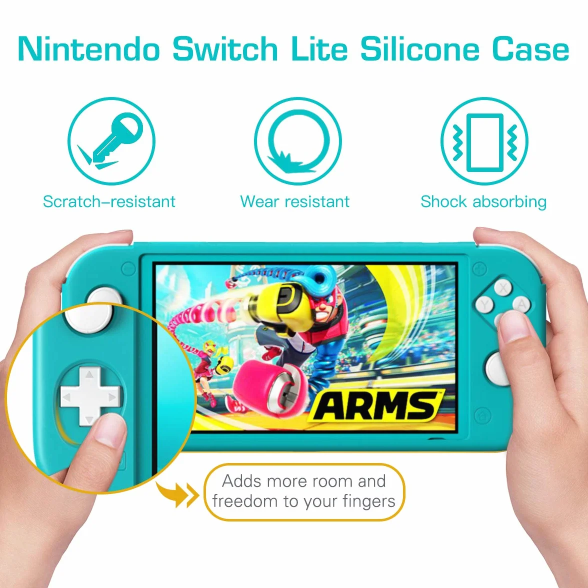 MoKo Protective Case Compatible with Nintendo Switch Lite, Soft Silicone Cover Rubber Anti-Scratch Shockproof Shell Case Accessories for Switch Lite Console and Controller - Turquoise