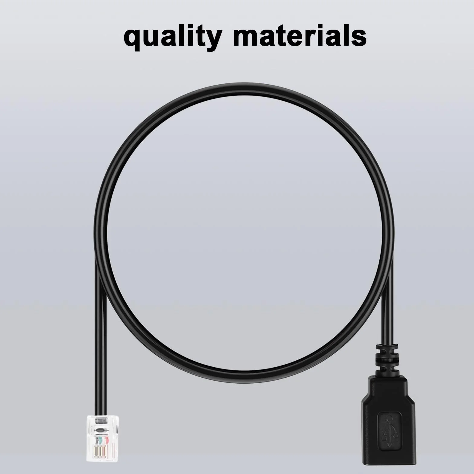 Kabel RJ9 Męski na USB Żeński, 30cm Adapter 4P4C na Gniazdo Telefoniczne USB do Telefonów VoIP Faksów i Demodulacji Połączeń Telefonicznych (Czarny)