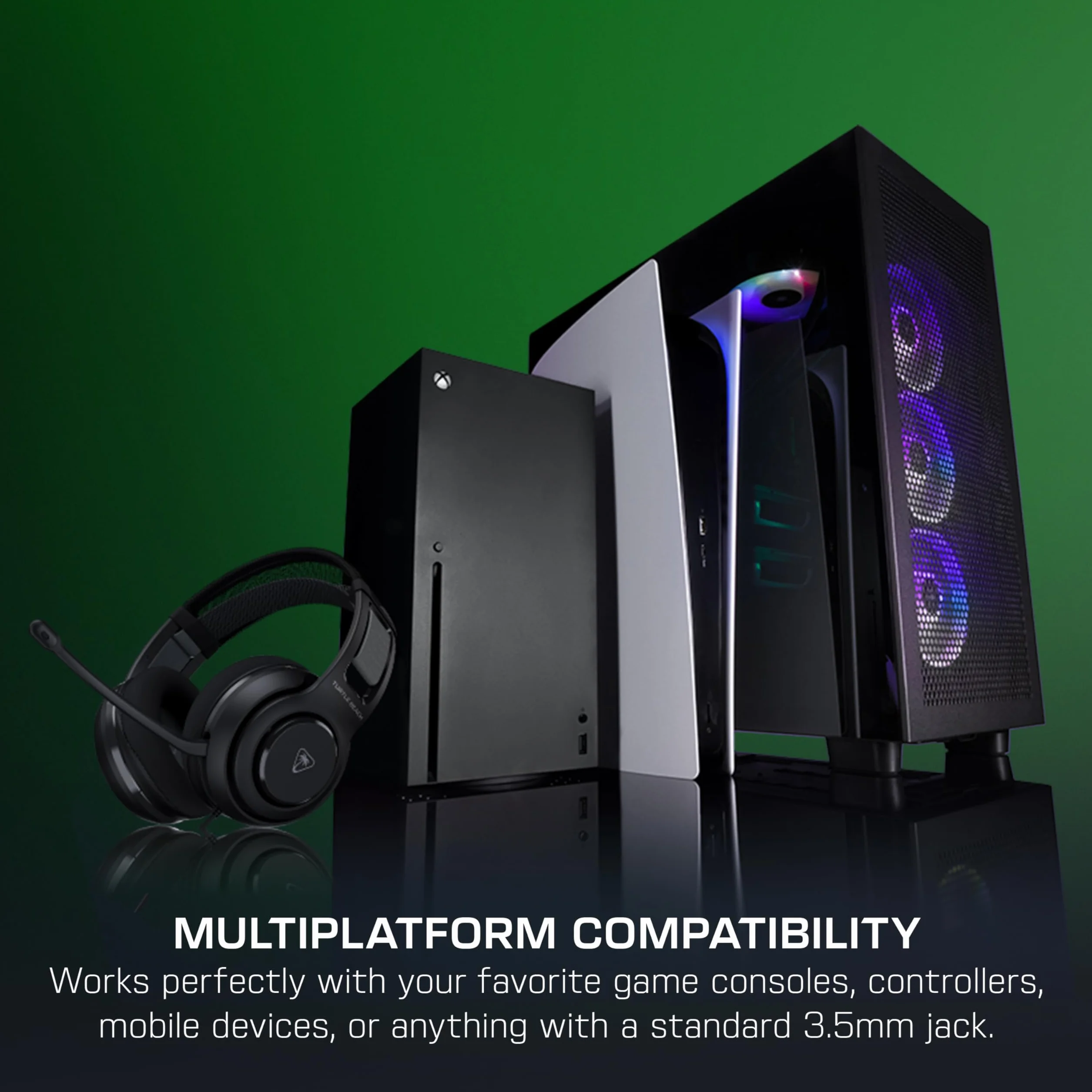 Turtle Beach Atlas 200 Przewodowe słuchawki do gier na konsolę Xbox, PlayStation PC z przewodowym połączeniem 3,5 mm – przetwornik Nanoclear 50 mm, mikrofon flip-to-mute, poduszki z pianki memory