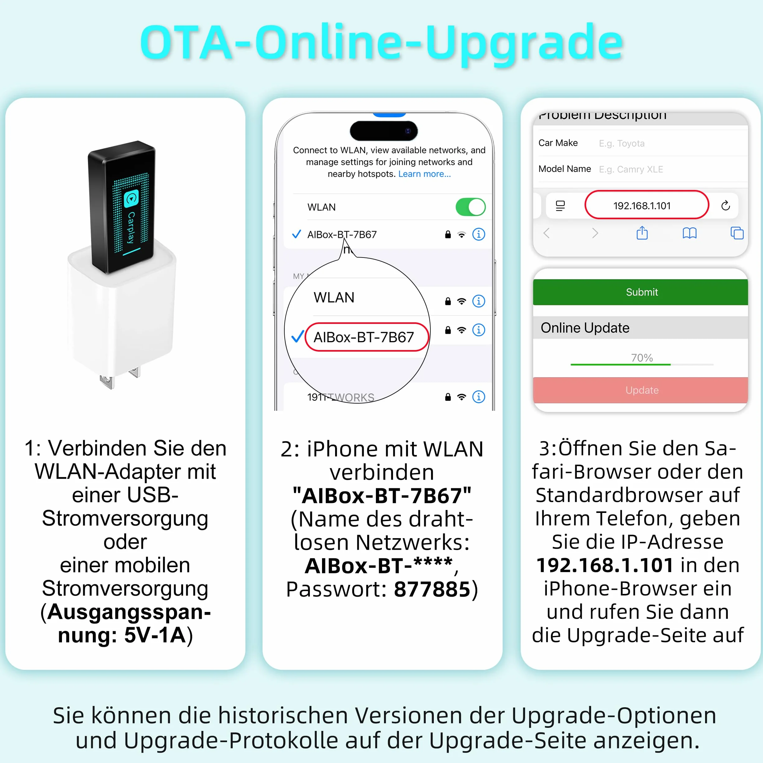 Pashlysh Bezprzewodowy adapter Carplay do iPhone'a, upgrade 2024, USB CarPlay, pendrive do bezprzewodowej obsługi, łatwa funkcja Plug & Play, kompatybilny z samochodami od 2016 i iPhone iOS 10+