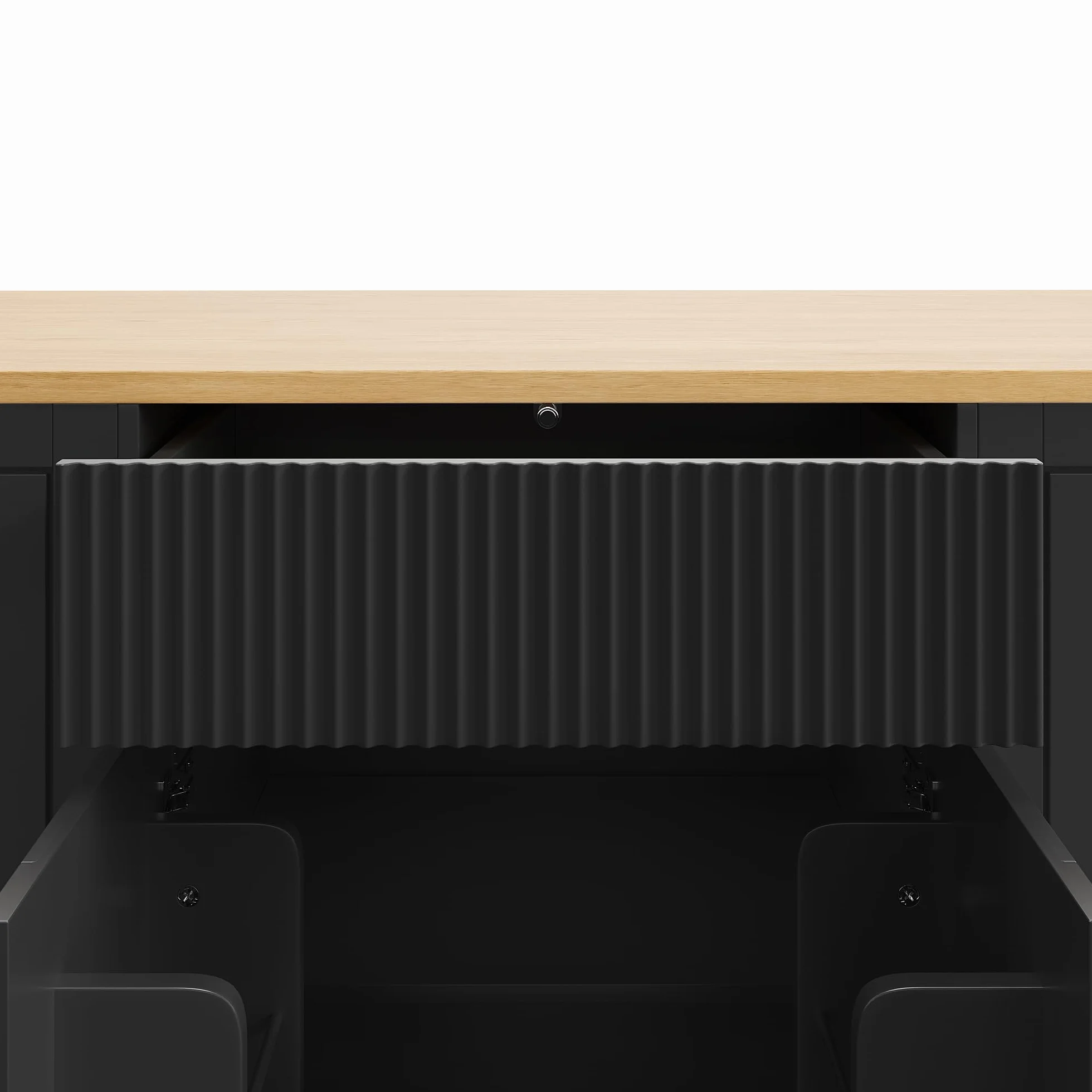 Wyspa kuchenna na kółkach 120x50x92 cm z komorą na śmieci 2 drzwiami 3 szufladami