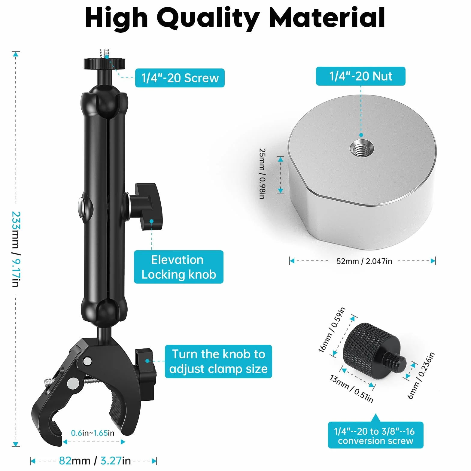 XLTTYWL 2025 Starlink Mini zestaw do montażu na słupku, aluminiowy adapter do statywu Starlink z gwintem 1/10.2 cm-20 i 3/20.3 cm-16