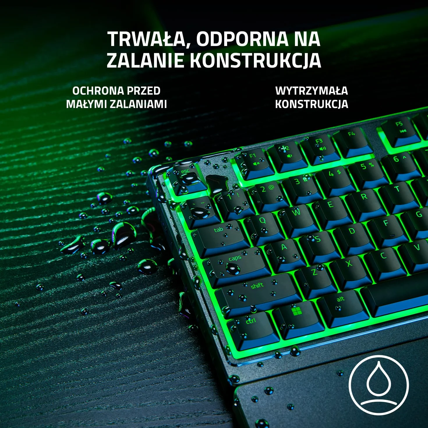 Razer Ornata V3 X - klawiatura do gier z płaską membraną mecha, przełączniki z membraną, ergonomiczne podparcie dłoni, klawisze z powłoką anty-UV) QWERTY US Layout | czarny