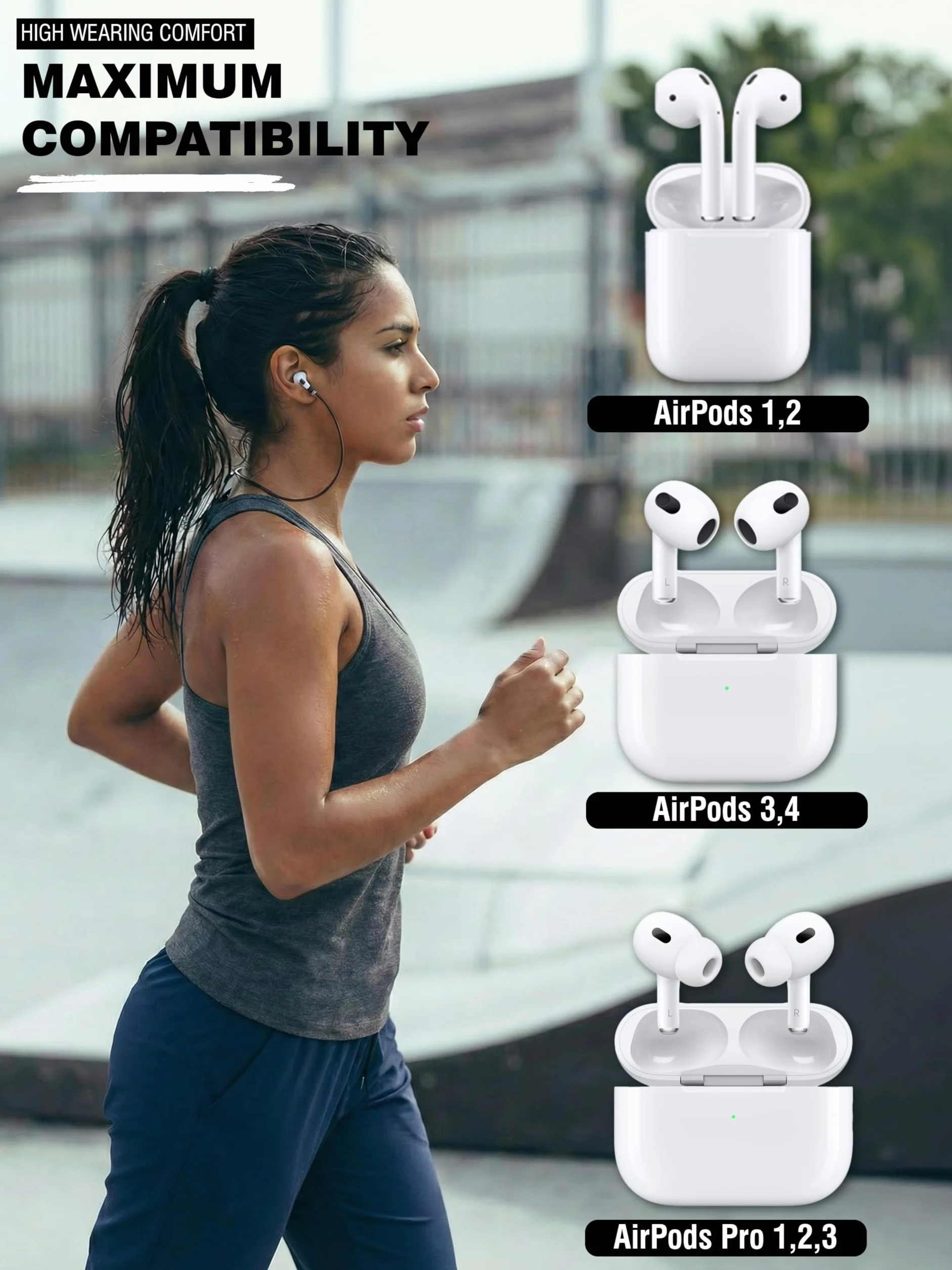 Rootful.® 2 x pasy mocujące do AirPods [niezawodny] do uprawiania sportu, podróży itp. Akcesoria do AirPods - Miękkie silikonowe paski