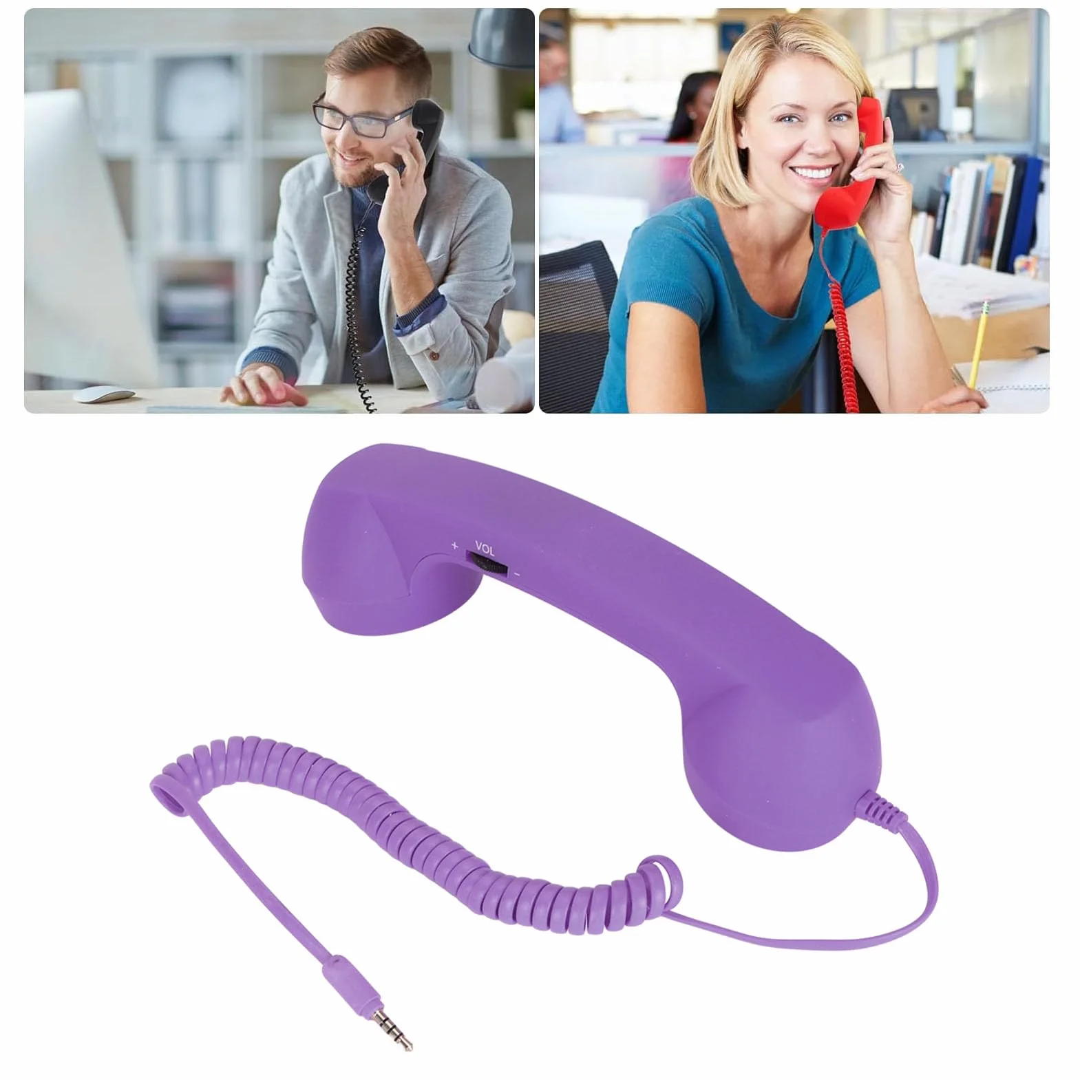 Słuchawka do Telefonu Komórkowego, 3,5 Mm Przewodowa Słuchawka Telefoniczna w Stylu Retro z Adapterem USB C, Odporna na Promieniowanie Zabytkowa Słuchawka Telefoniczna do