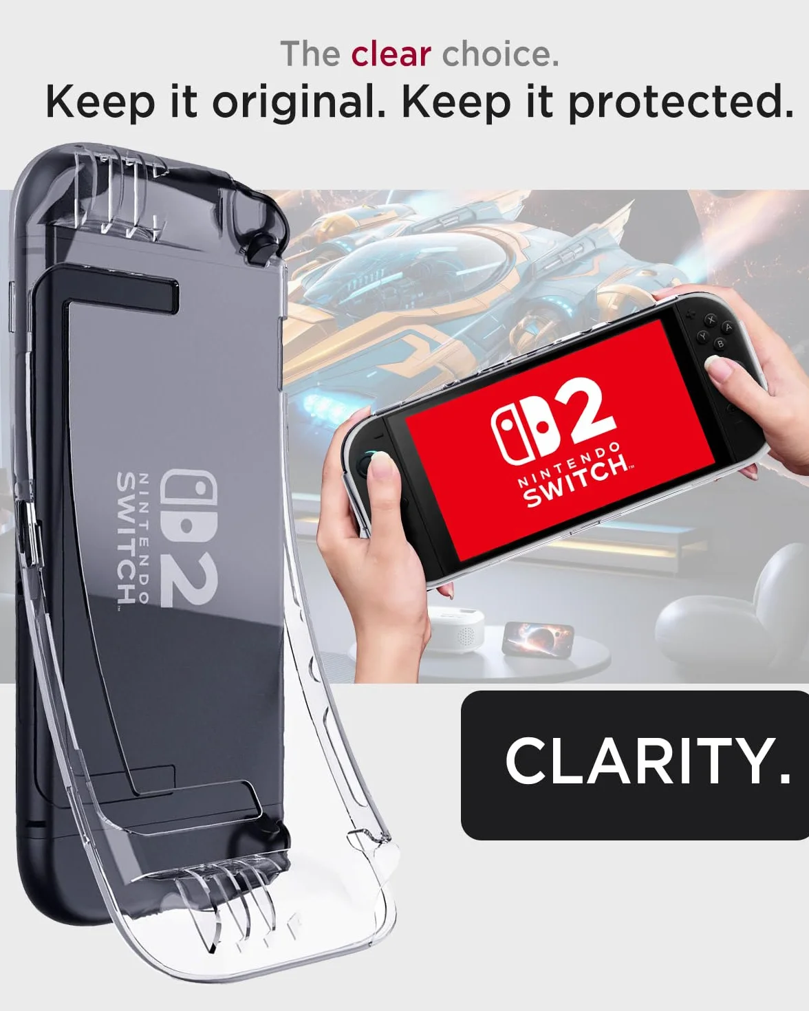 Miimall Przezroczyste etui kompatybilne z Nintendo Switch 2 2025, elastyczne tworzywo TPU, odporne na zarysowania, uderzenia, odporne na kurz, olejoodporne, ultracienkie, przezroczyste etui ochronne