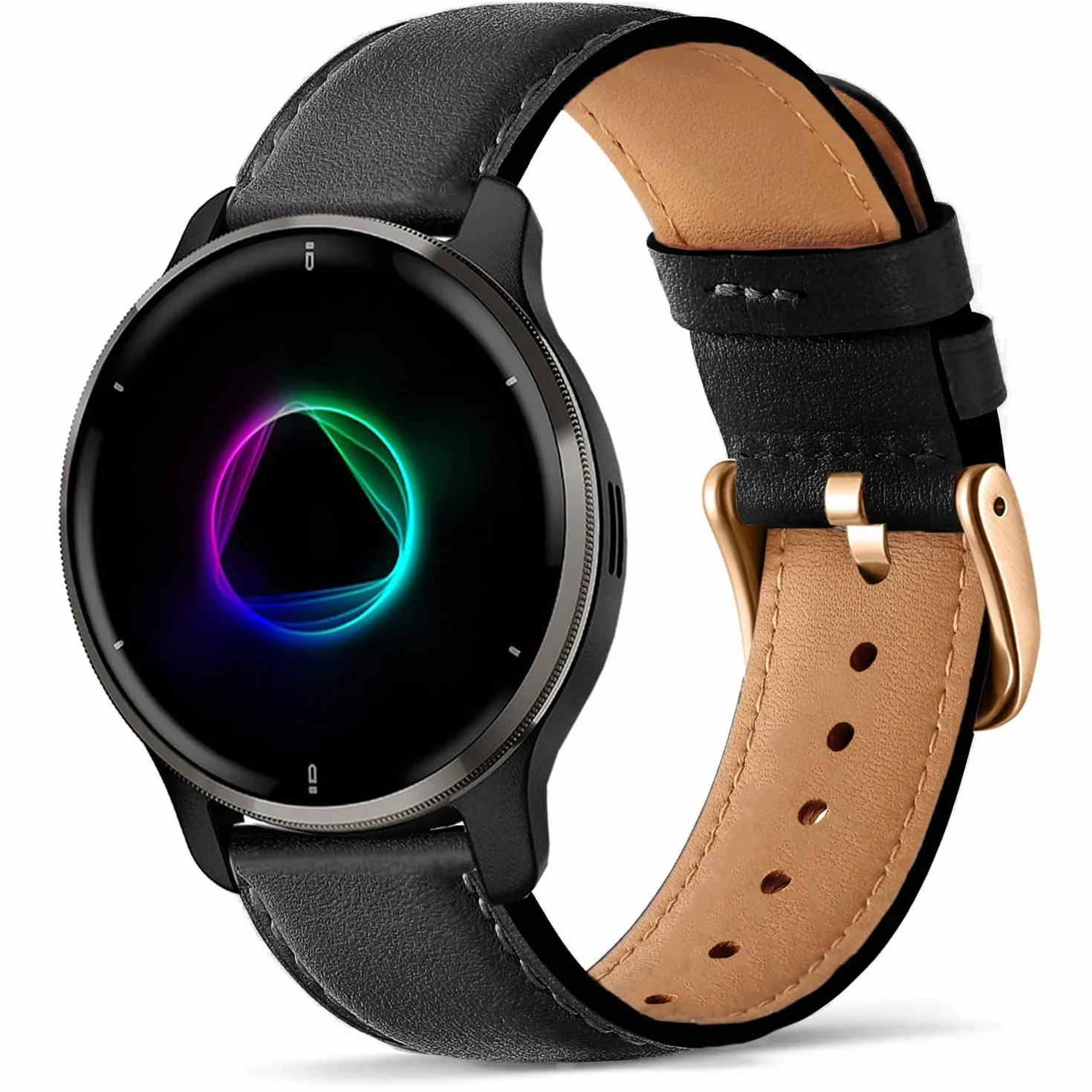 Pasek skóry naturalnej kompatybilny Garmin Venu 2 Plus, pasek 20 mm do Garmin Vivoactive 5/Garmin Venu Sq/Sq Music/Venu Sq 2/Vivoactive 3/Garmin Venu/Vivomove HR/Forerunner 55 245 645