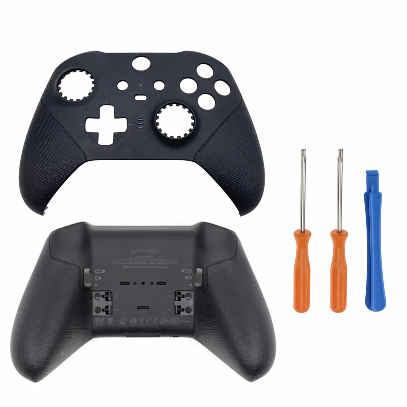 Wymienna Obudowa Przednia Powłoka Płyta Czołowa + Tylna Powłoka do Xbox Elite Kontroler Bezprzewodowy Series 2, Czarny, z Narzędziem do Wkręcania