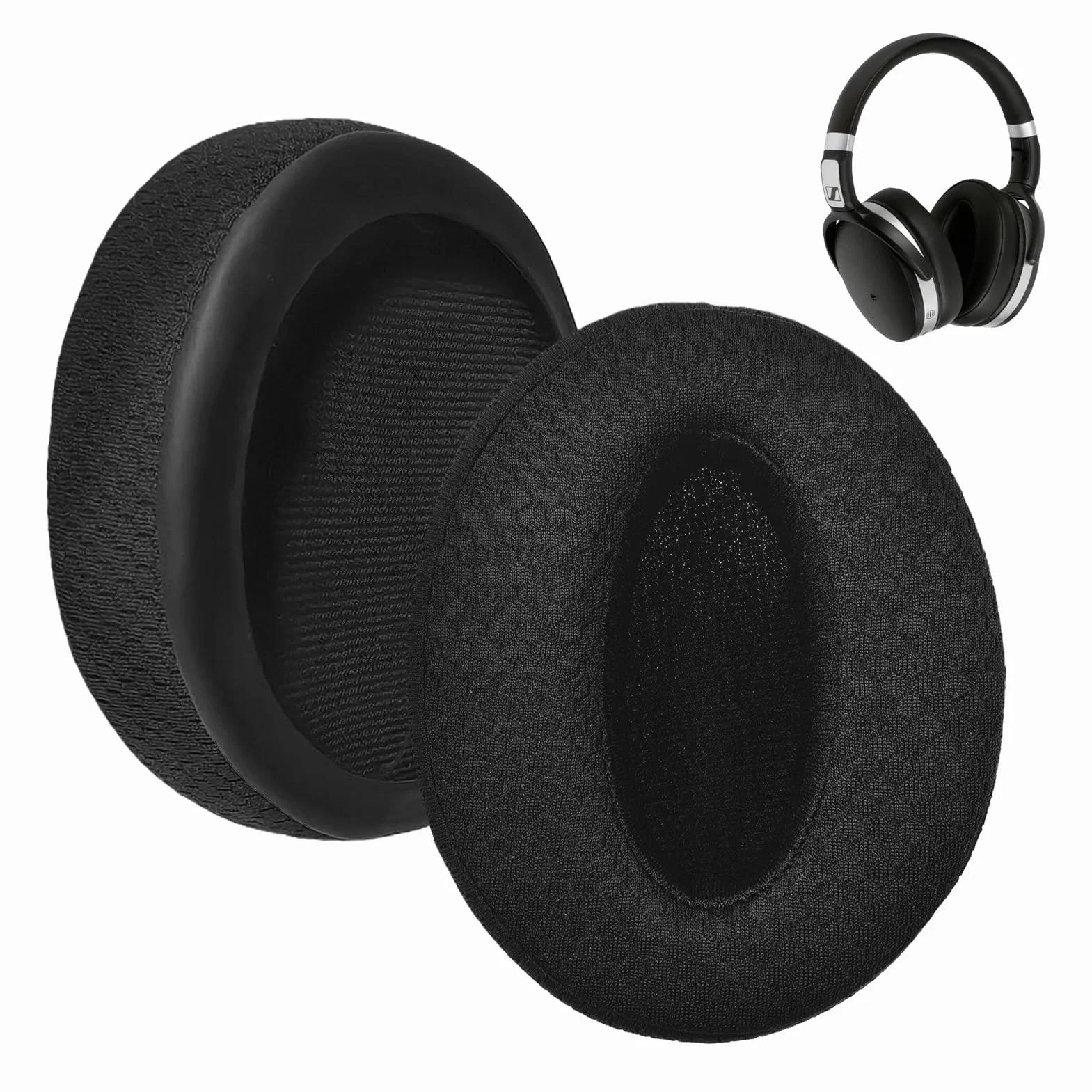 1 para słuchawek do Sennheiser HD4.50, HD4.50BT, HD 4.50BTNC, HD4.50SE, HD350BT, HD300, HD4.40BT, HD4.30G, HD4.20S, HD458BT, HD450, HD 450BT, HD400S, skóra proteinowa, kolor: czarny