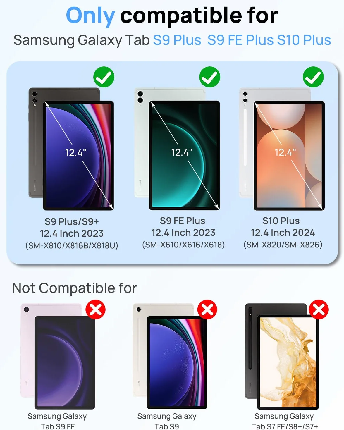 Gerutek Etui do Samsung Galaxy Tab S10 Plus/S9 FE Plus 12,4 Cala, Wytrzymałe, Odporne na Wstrząsy Etui z Obrotowym Podparciem 360 i Paskiem na Ramię do Tab S9+/FE+, Czarne