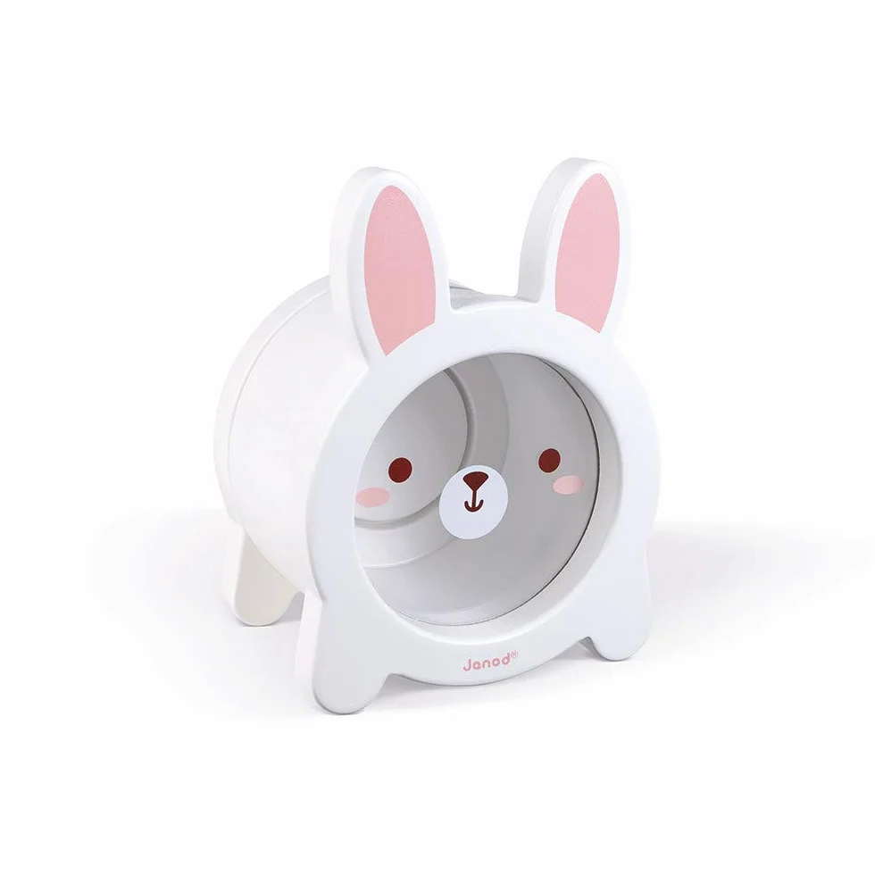 Janod - Rabbit Wooden Children’s Money Box 5.9 inch - See-Through Side and Magnetic Opening - Children's Room Decoration - Suitable for Ages 3 and Up, J04654
