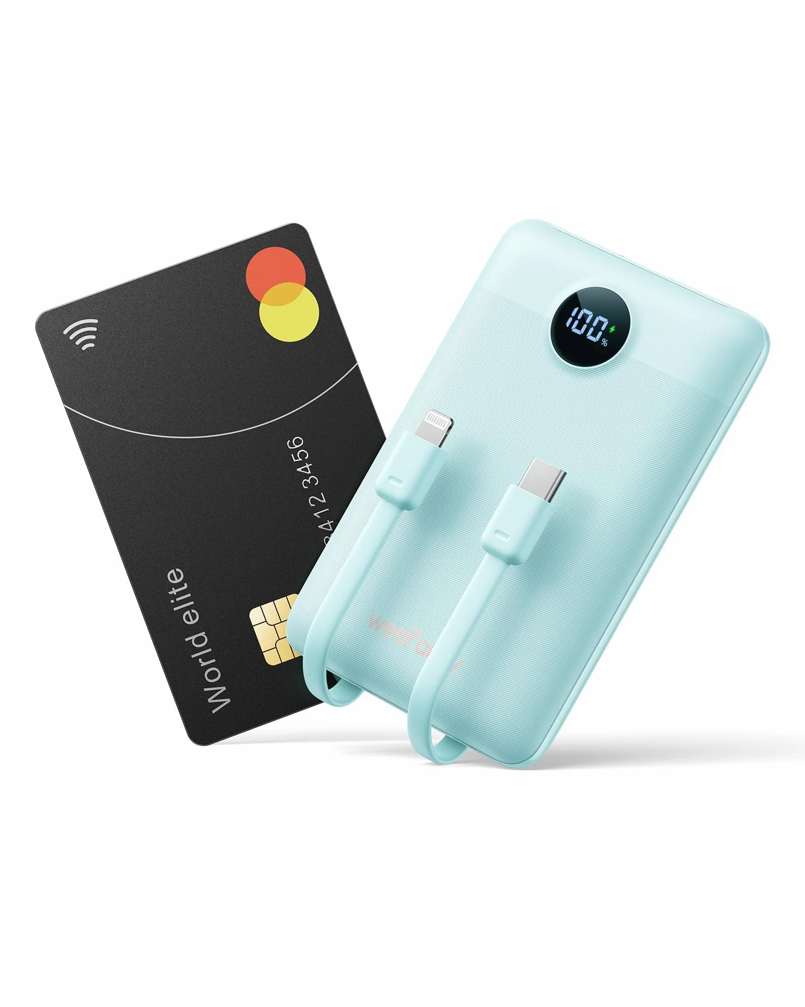Mini Power Bank 10000mAh 22.5W Powerbank USB C z zintegrowanym kablem PD QC Fast Charge, ultra kompaktowa bateria zewnętrzna 4 wyjściami kompatybilna iPhone 17/16/15/14/Samsung/Android
