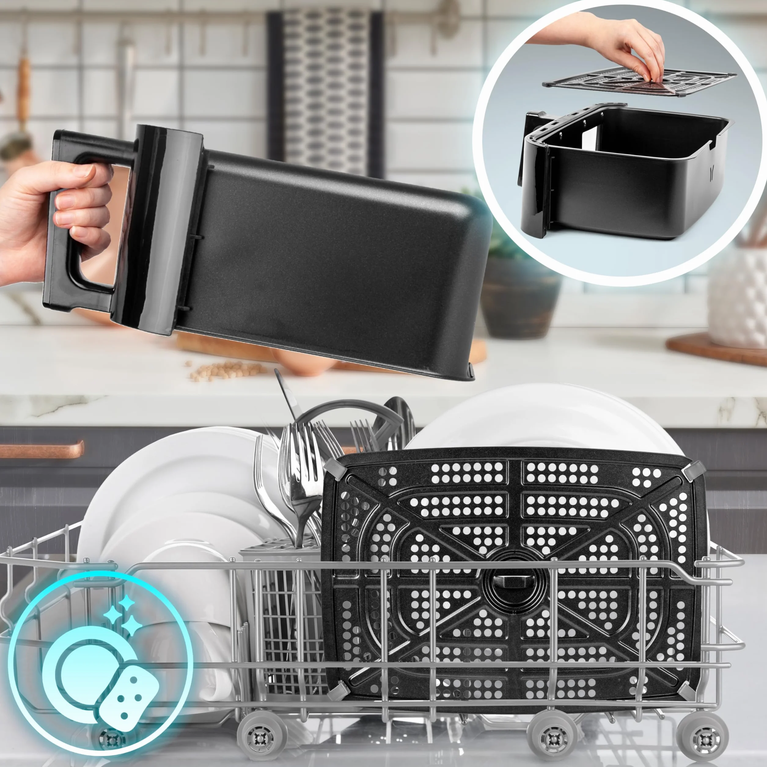 Duronic AF14 BK Airfryer XXL z dużą komora 10l l | frytkownica beztłuszczowa na gorące powietrze wielofunkcyjna podwójna