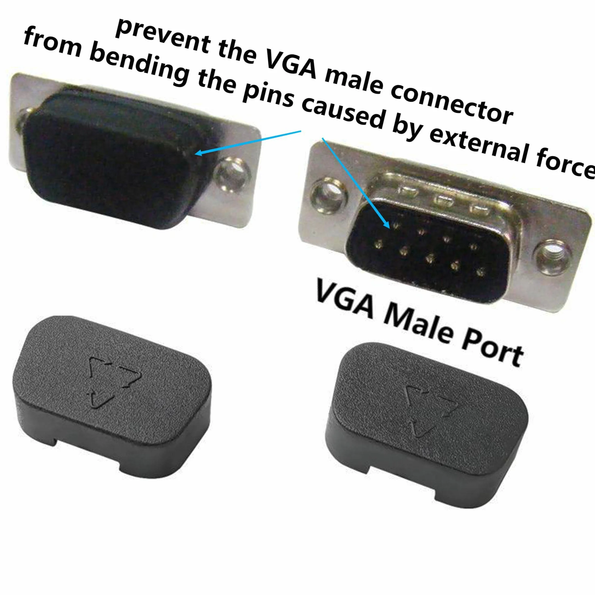 Osłona portu VGA osłona przeciwpyłowa osłona wtyczki VGA do męskiego portu RS232, DB15, DB9 VGA 50 szt. 17 mm x 9 mm (czarna)