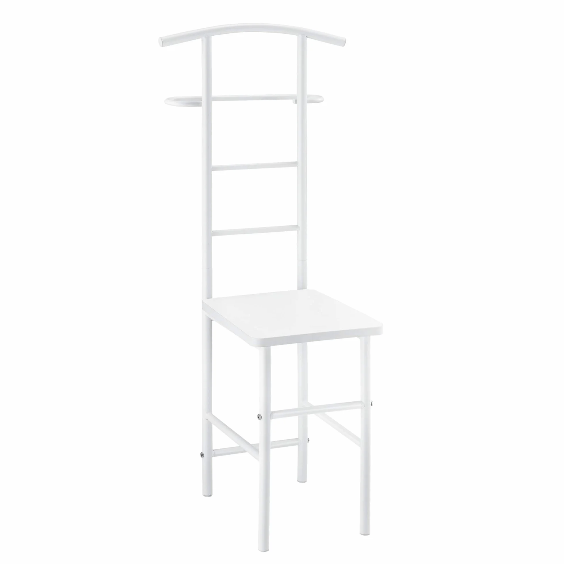 Wieszak na ubrania wolnostojący z wieszakiem na spodnie 107 x 45 x 45 cm metalowy stelaż biały