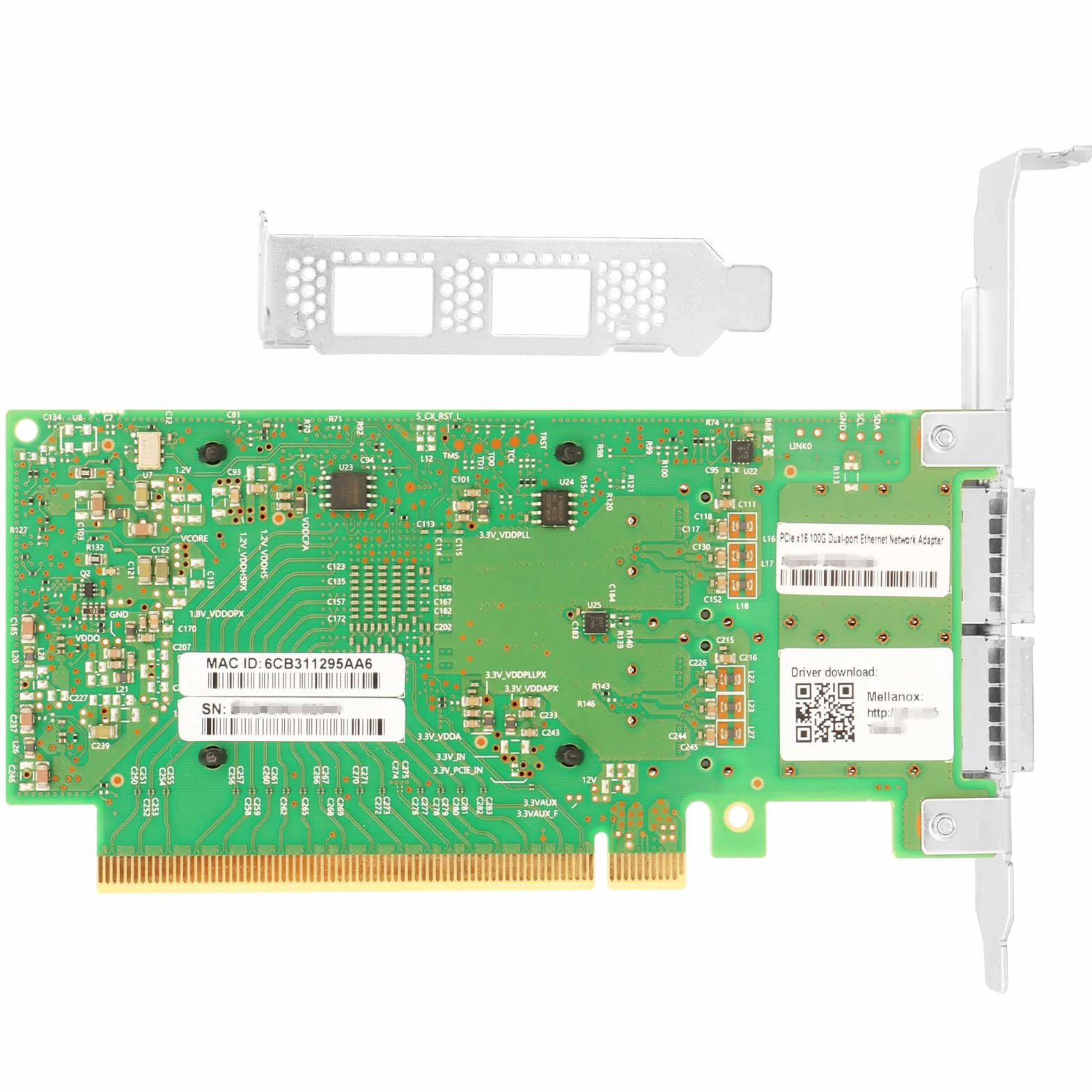 Karta sieciowa 100 GB do Mellanox MCX556A ConnectX-5 Chipset, VPI EDR InfiniBand 100 GbE Dual-Port QSFP28, PCIe4.0 x16 InfiniBand/Ethernet Adapter Card Support Windows Server/Linux/VMware
