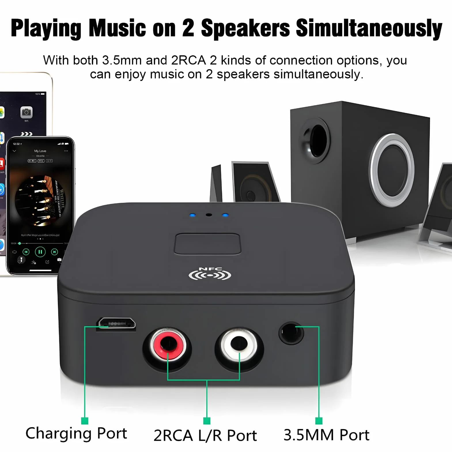 bluetooths 5.0 Adapter audios 3,5 Mm Odbiorca Systemu Stereo Aux Audioadapter Odbiornik dla Wzmacniacza Głośników Samochodowych Telewizji