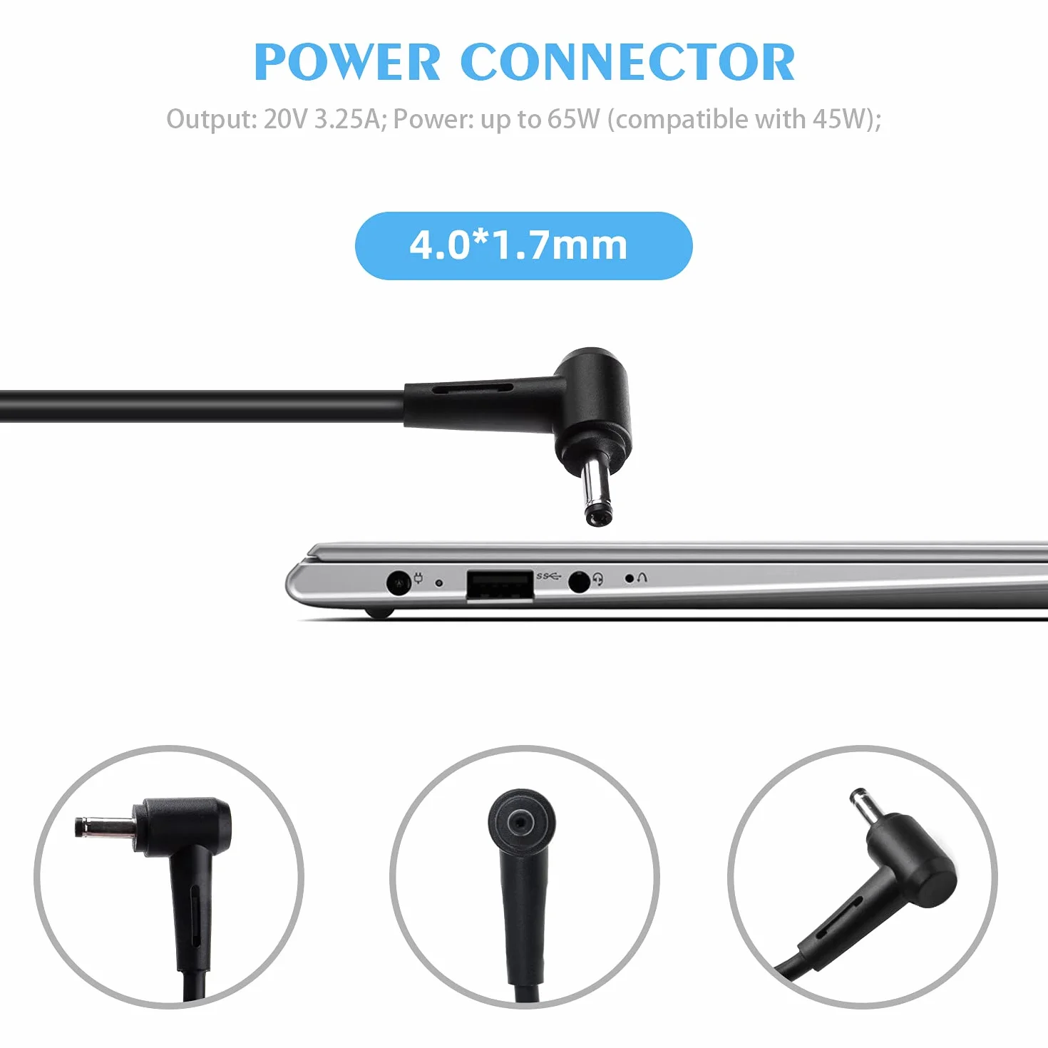 65W Przenośna ładowarka do Lenovo IdeaPad 3 5 310 320 320-15IKB 320S 330 330-15IKB 330S 510 520 530S 710S S145 S540 100S 110 120 120-S 130; Flex 4 5 6 B50-10 PA-1450-55LU ADLX65CCGE2A ADLX65CDGE2A