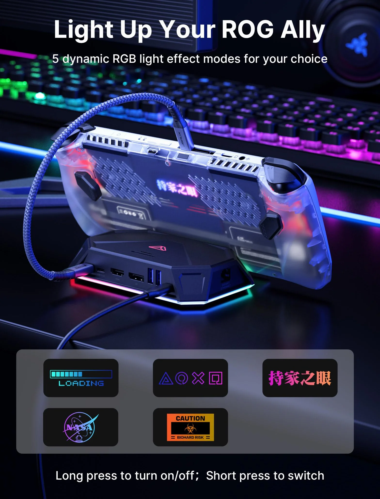 JSAUX Przezroczysta Płyta Tylna RGB dla ROG Ally, Akcesoria do Obudowy ROG Ally DIY Clear Edition, Wymienna Obudowa Kompatybilna z ASUS ROG Ally - PC0110