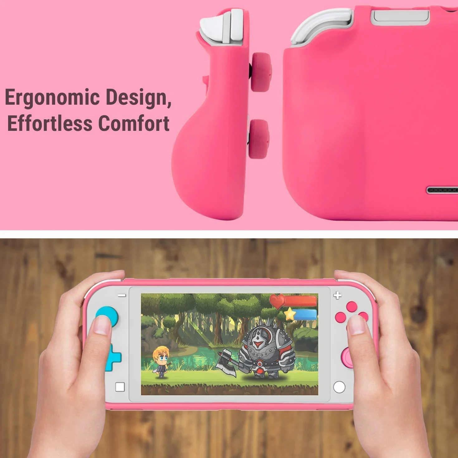 Orzly Etui z uchwytem do Nintendo Switch Lite, różowy