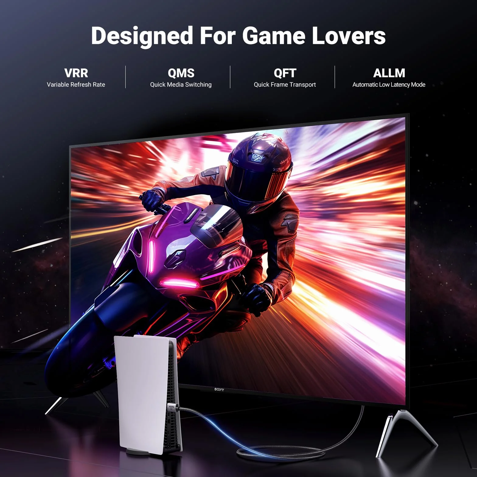 UGREEN Kabel HDMI 2.1 8K 60Hz 4K 240Hz 165Hz 144Hz 120Hz 48Gbit/s High Speed, Kabel HDMI 2.1 Ultra HD eARC HDR 10+ HDCP Dolby Vision VRR Kompatybilny z TV/PS5/PS4/ Xbox Series X/Monitor/Laptop (0.5M)