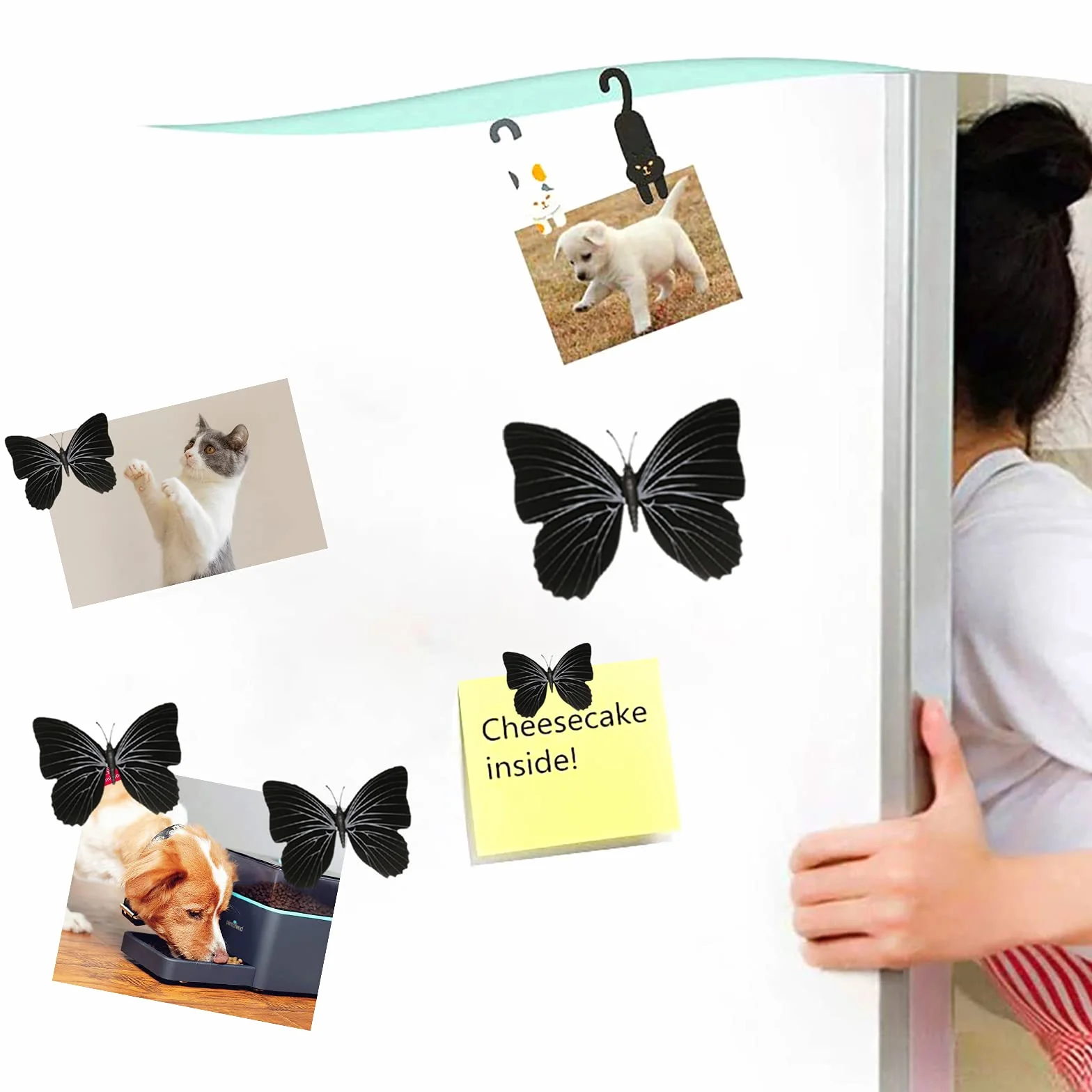 FuninCrea magnetyczne naklejki 3D motyl wodoodporne czarne