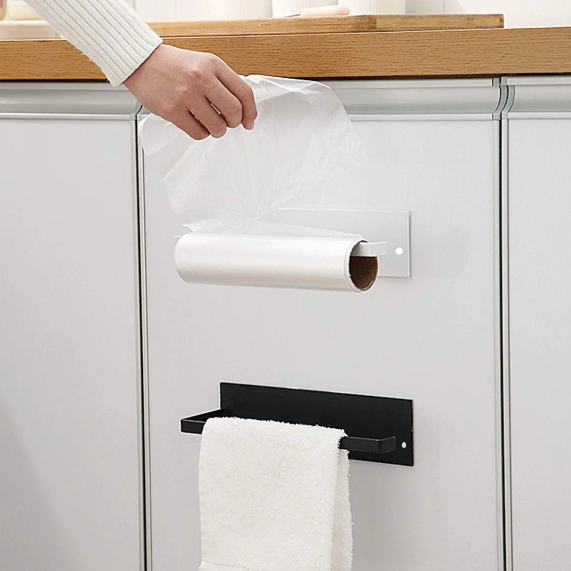 Uchwyt na rolkę kuchenną, stojak na papier kuchenny, montowany na ścianie, uchwyt na papier toaletowy, uchwyt do przechowywania serwetek, uchwyt na rolkę ręczników papierowych, samoprzylepny, bez